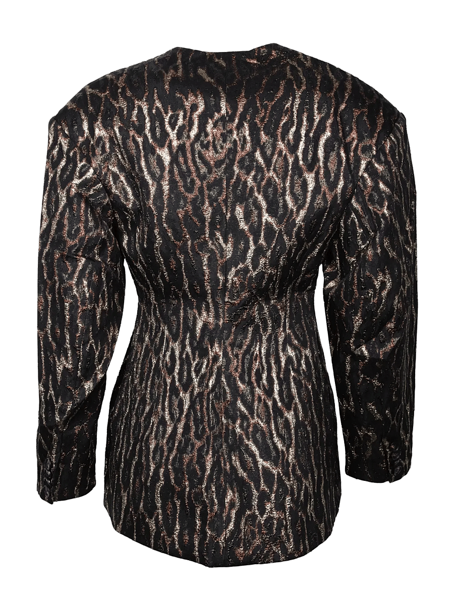 Ganni - Animal Print Blazer - einreihige blazer - brown - 1