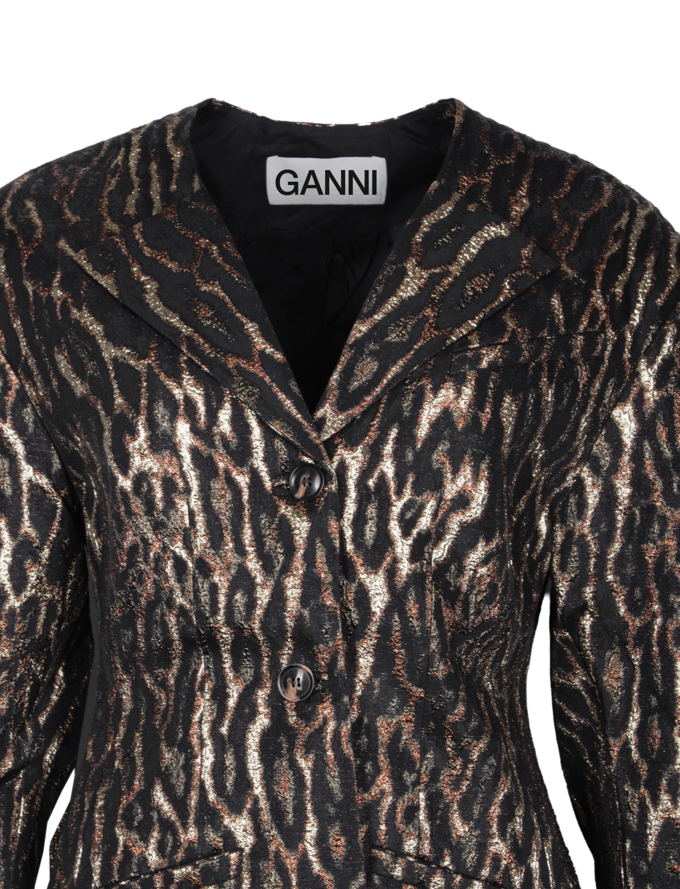 Ganni - Animal Print Blazer - brown - 2