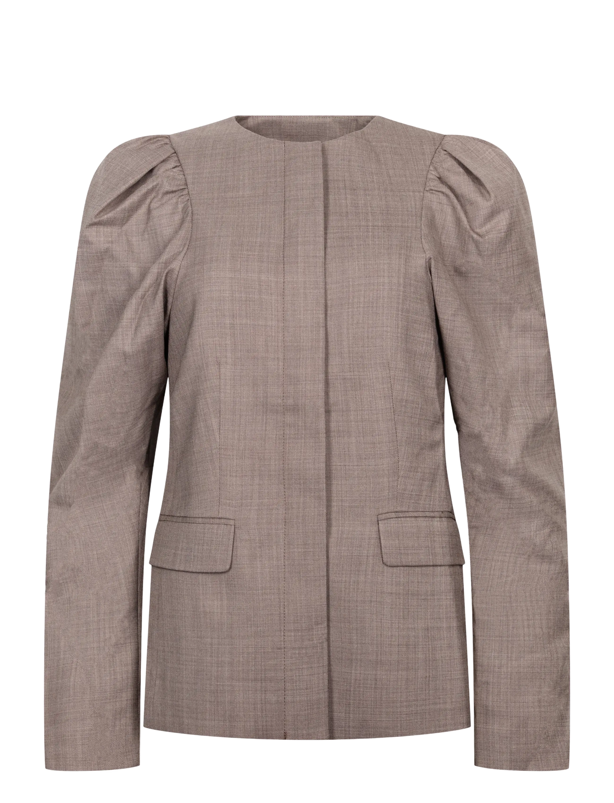 Ganni Draped-Shoulder Checked Blazer - Damen - BROWN / brown