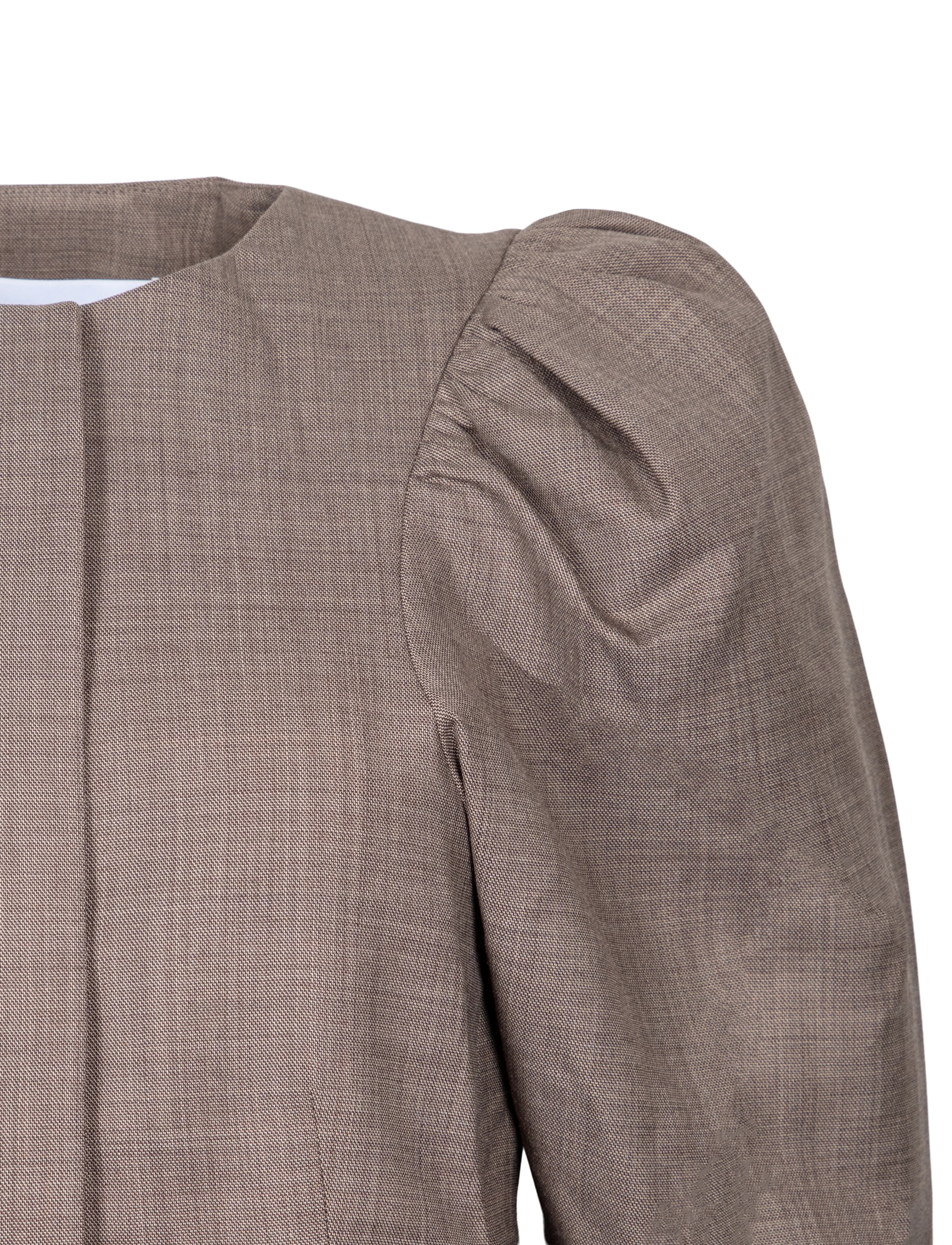 Ganni - Draped-Shoulder Checked Blazer - einreihige blazer - brown - 2