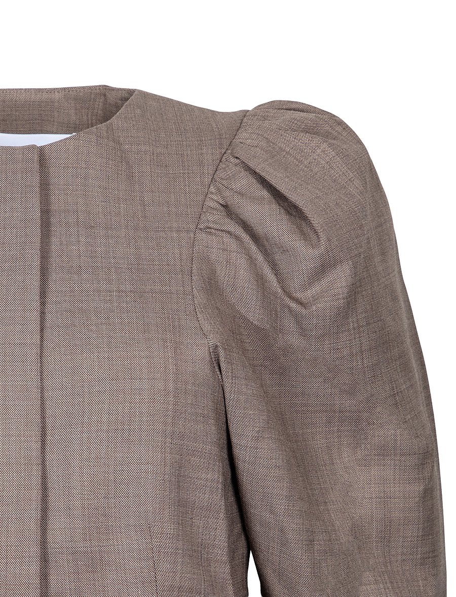 Ganni - Draped-Shoulder Checked Blazer - einreihige blazer - brown - 2