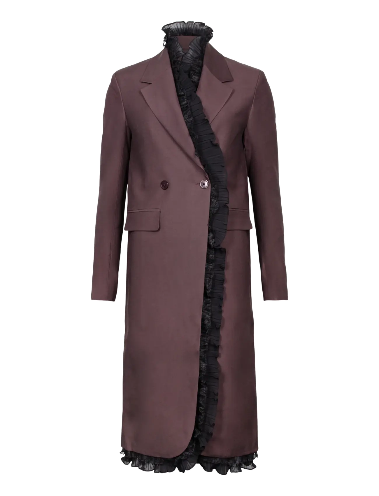 Ganni Brown Coat - Wollmäntel - RED / brown
