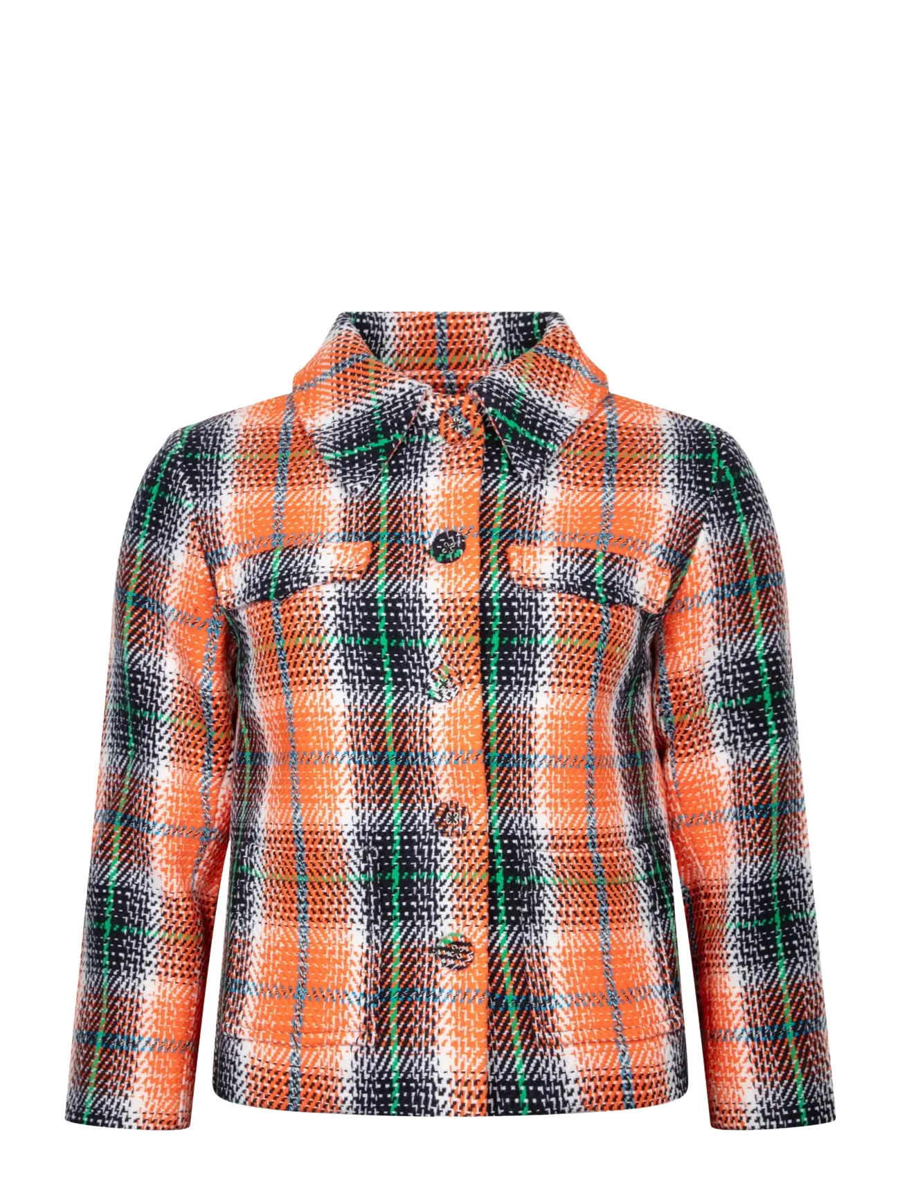Ganni Graphic Wool Check Blazer - Damen - ORANGE / orange
