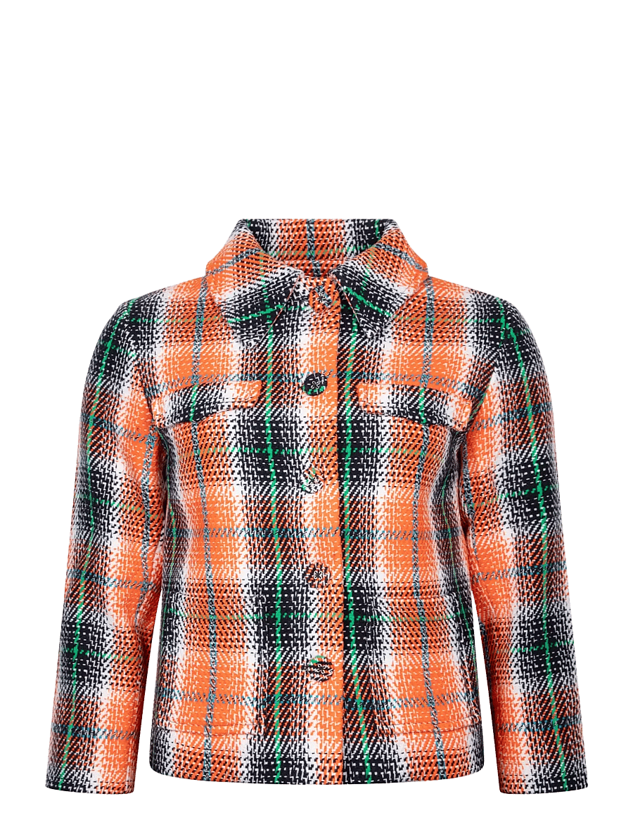 Ganni - Graphic Wool Check Blazer - einreihige blazer - orange - 0