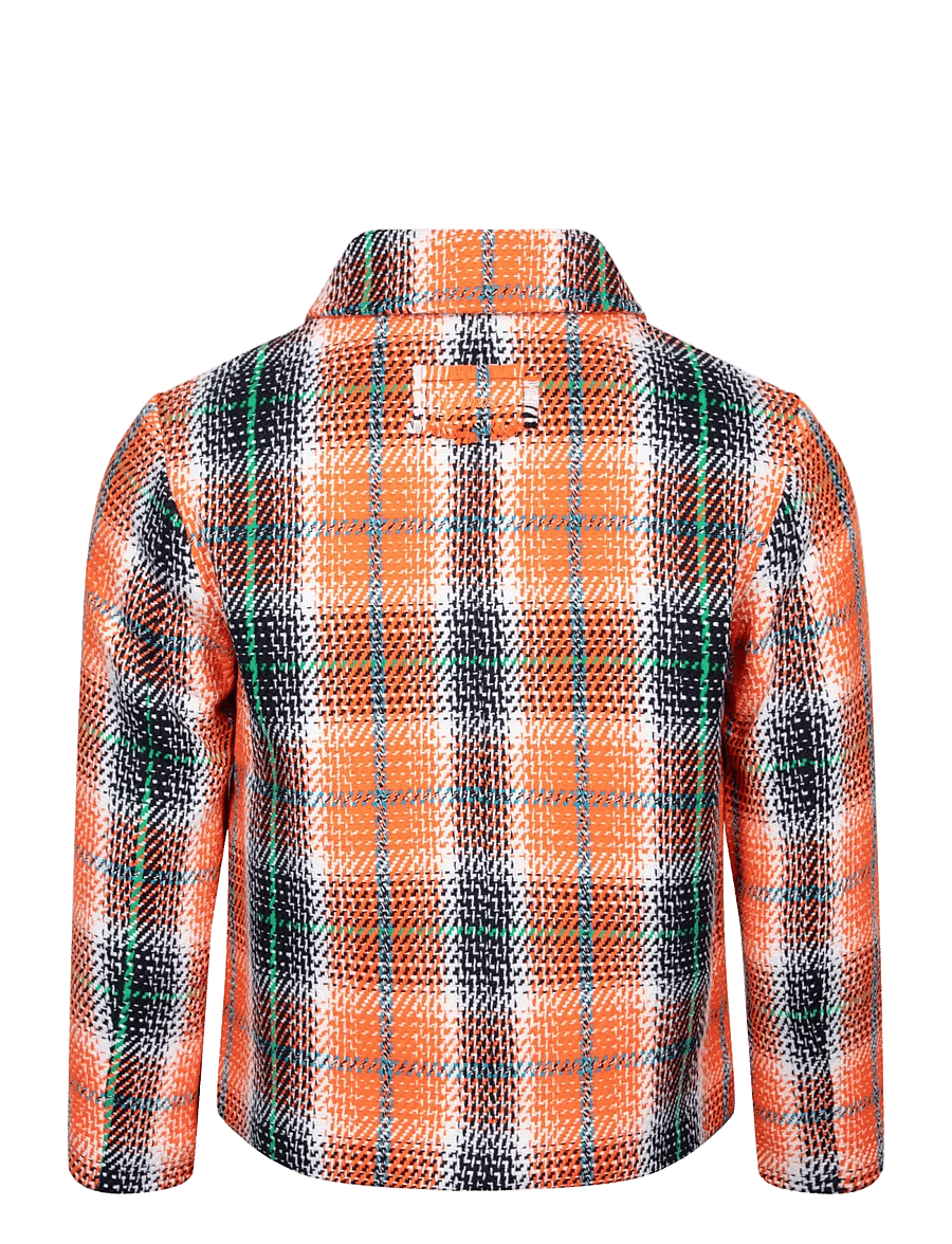Ganni - Graphic Wool Check Blazer - einreihige blazer - orange - 1