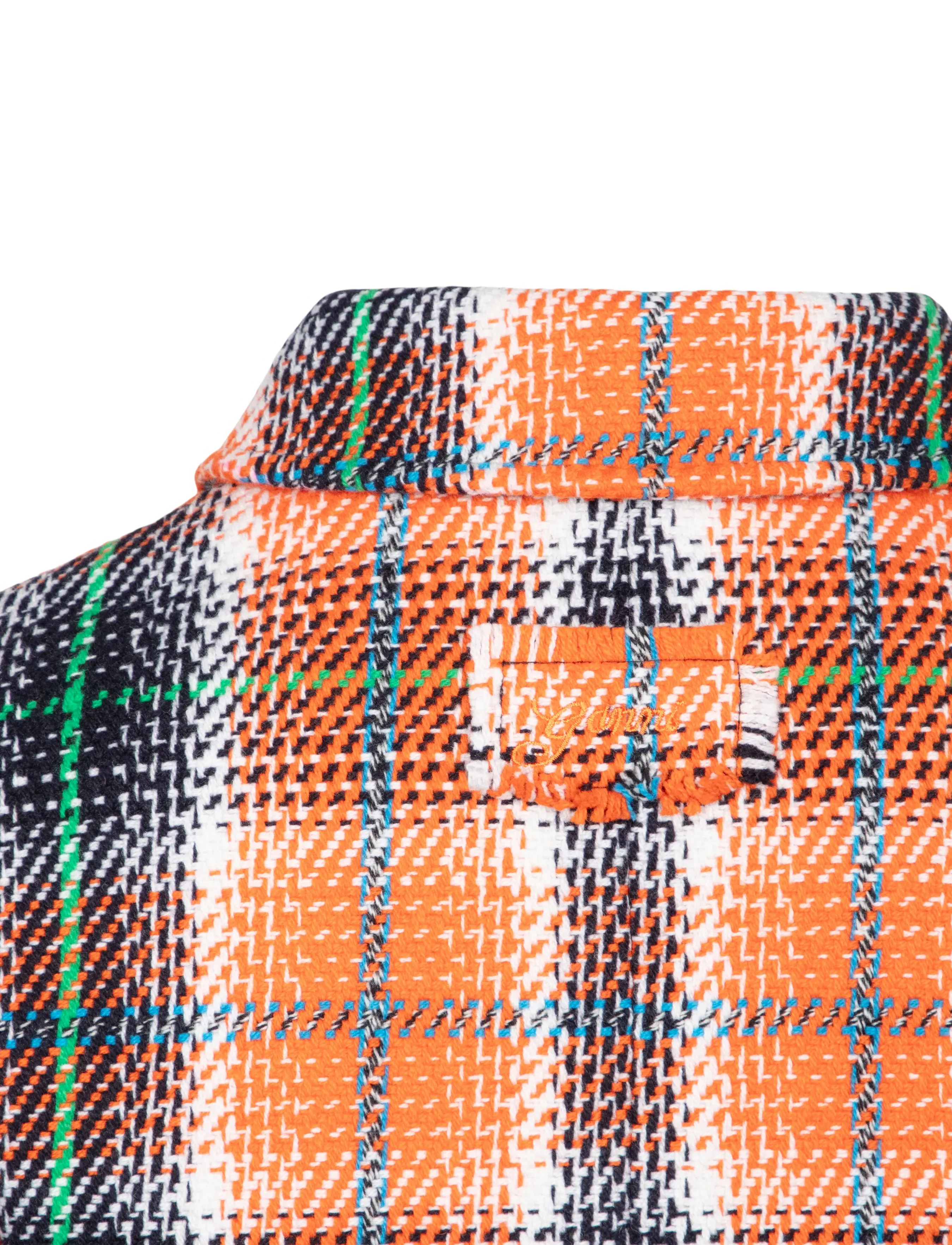 Ganni - Graphic Wool Check Blazer - einreihige blazer - orange - 2