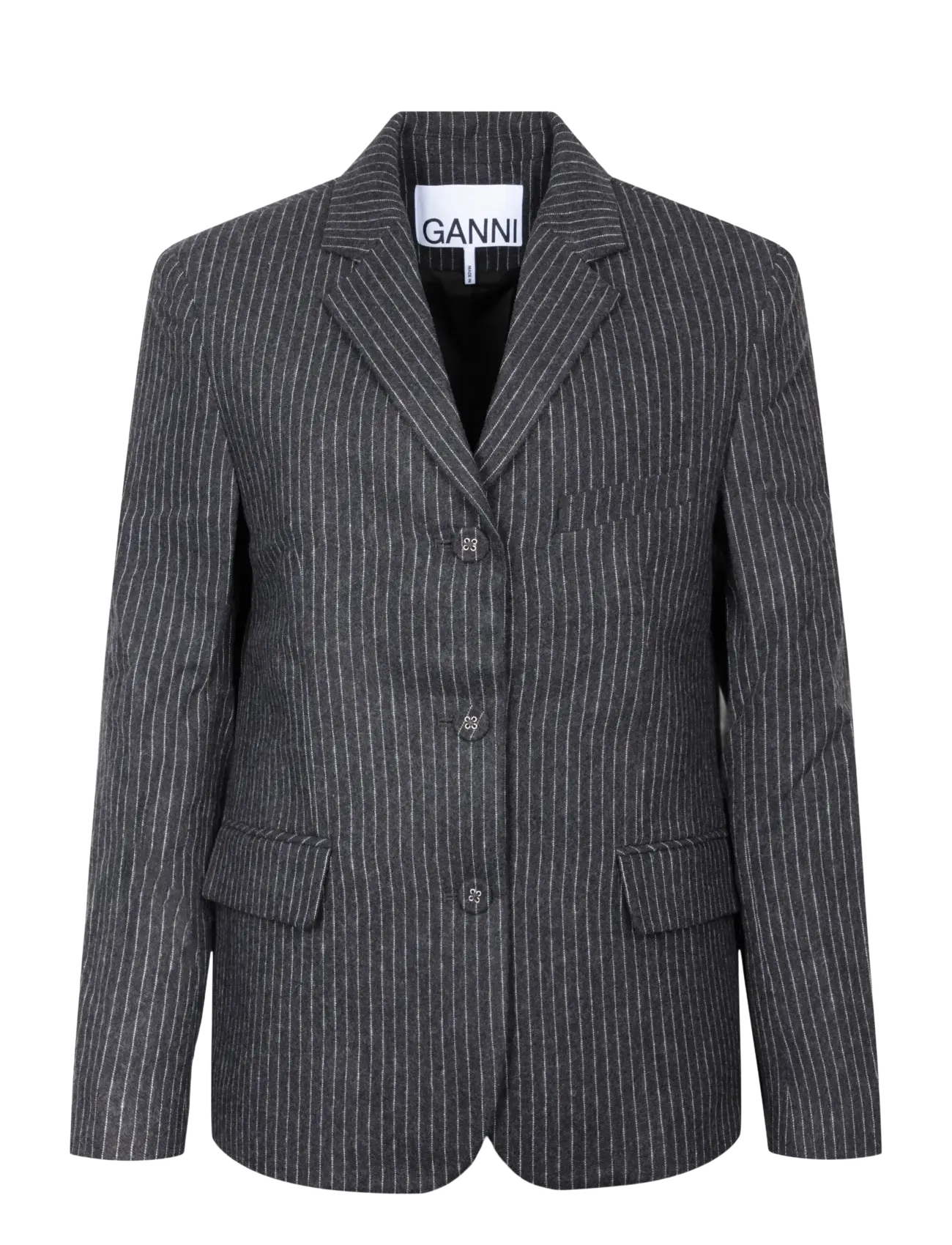 Ganni Pinstripe Flannel Blazer - Damen - GREY / grey