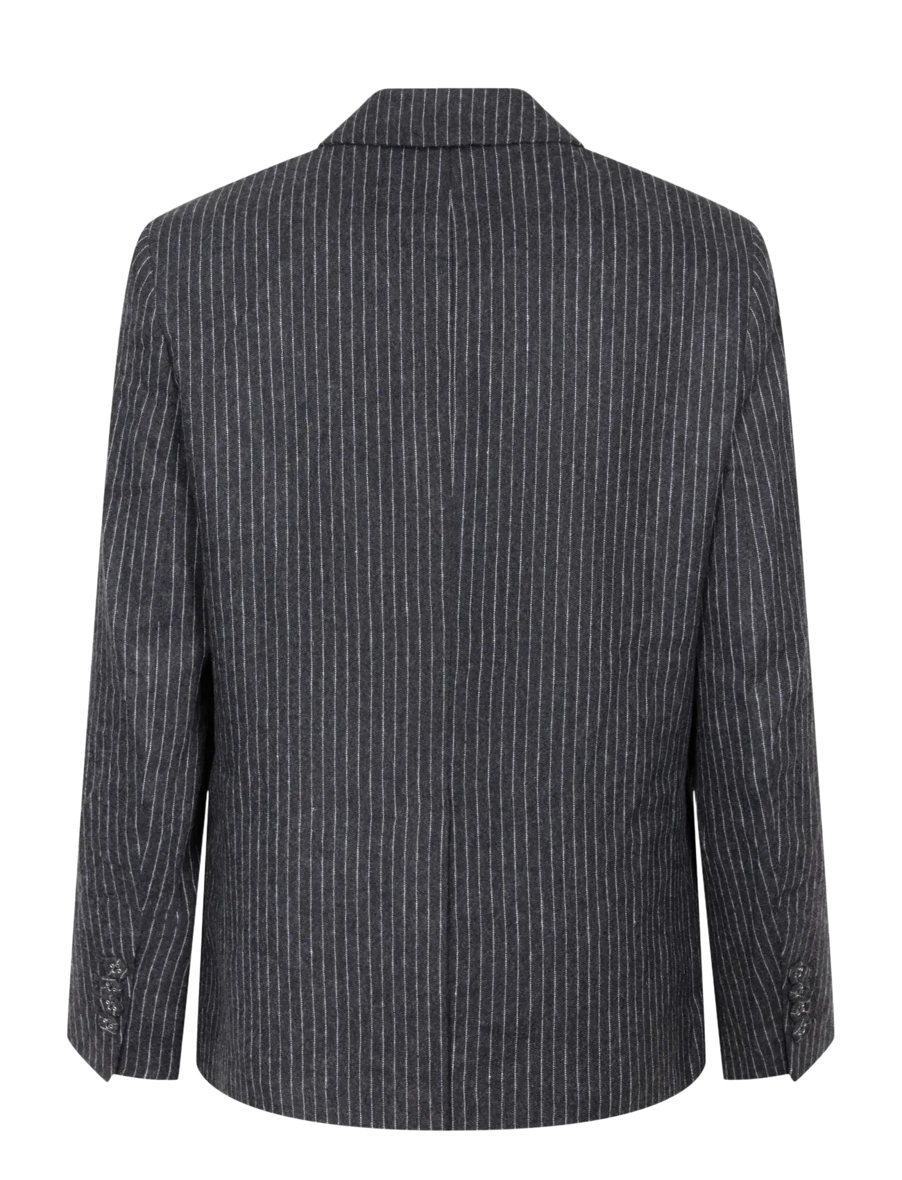 Ganni - Pinstripe Flannel Blazer - einreihige blazer - grey - 1