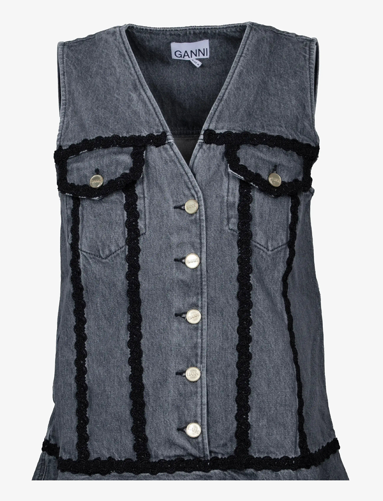 Ganni - Rigid Denim Mini Dress - sommerkjoler - grey - 2