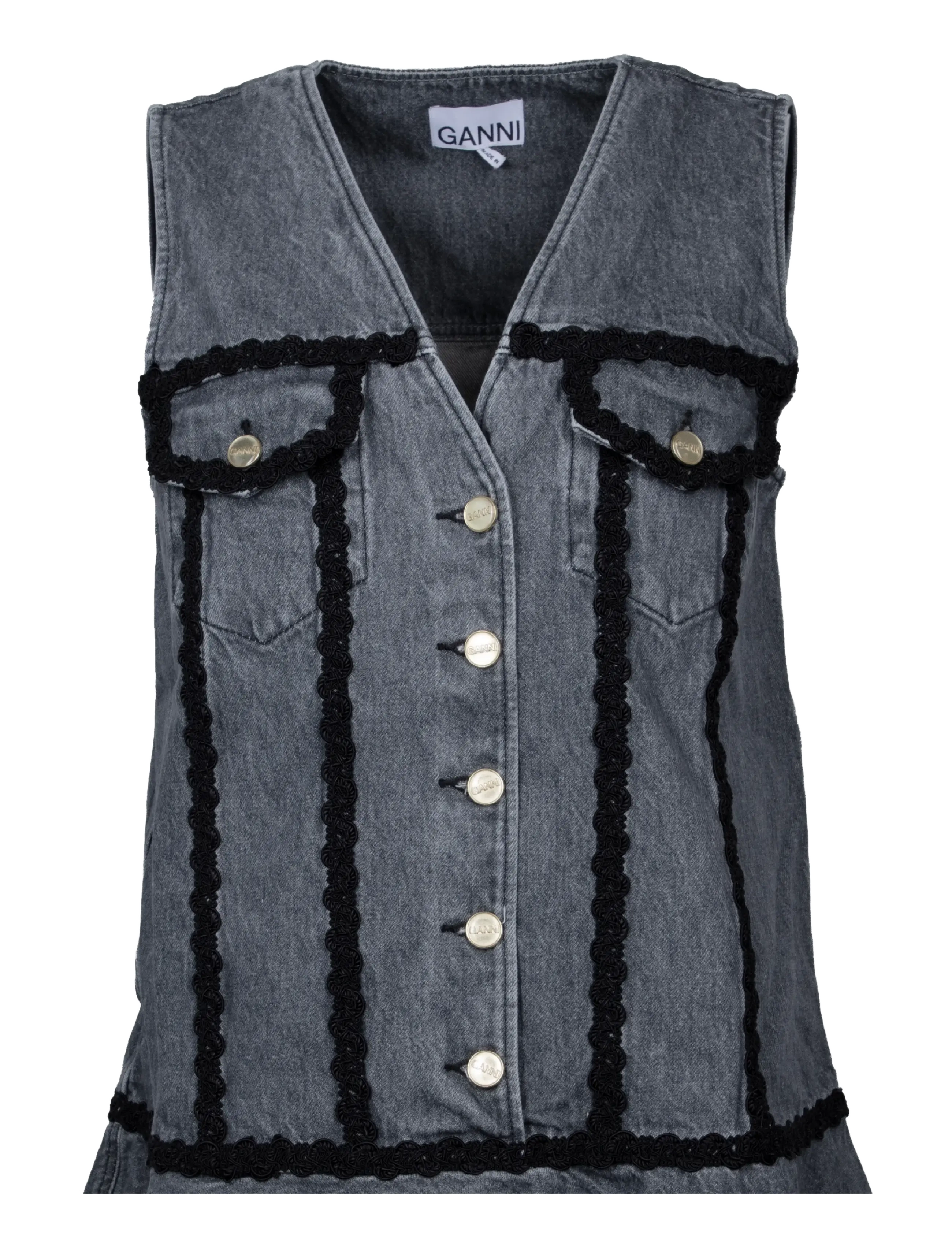 Ganni - Rigid Denim Mini Dress - summer dresses - grey - 2