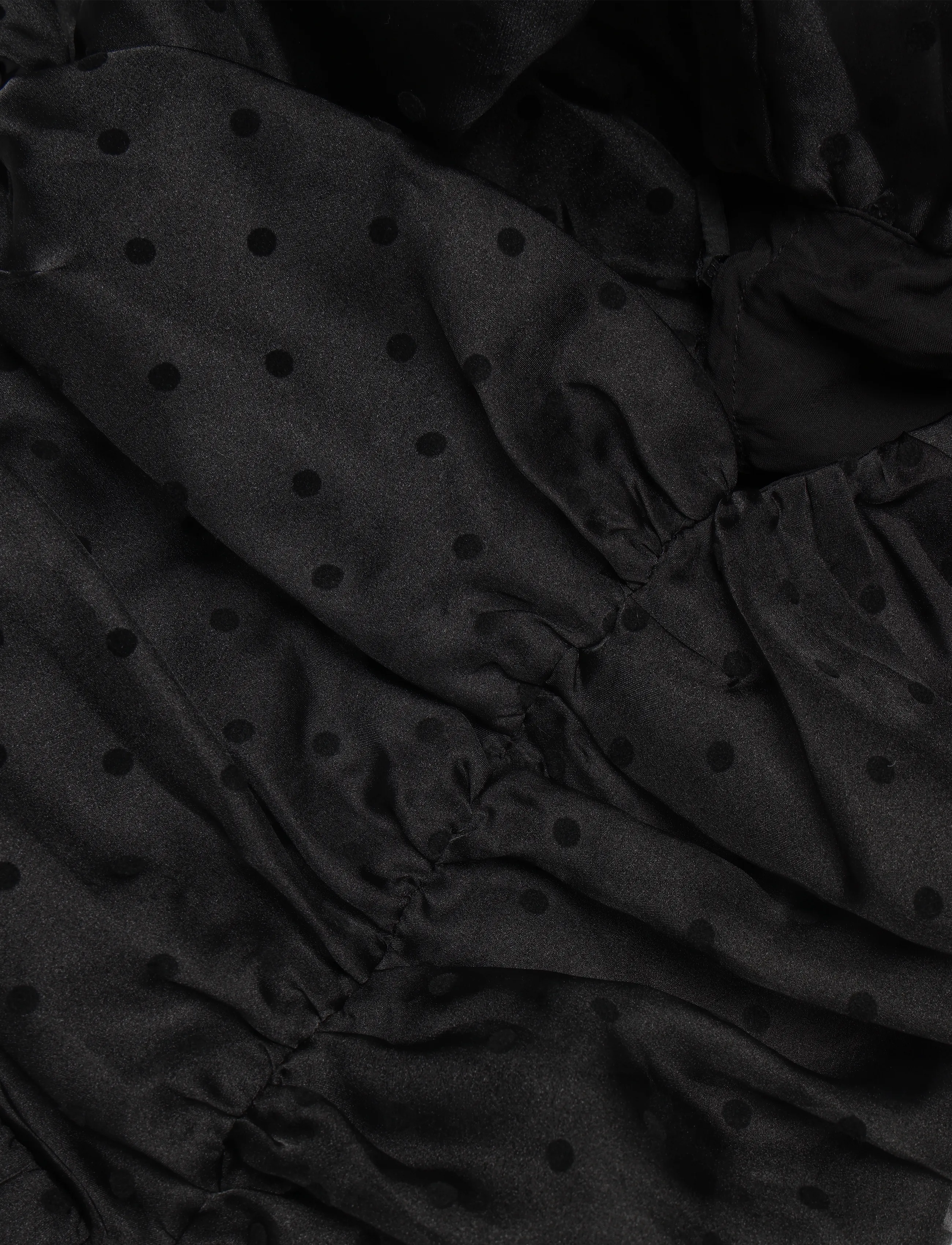 Ganni - Flocked Organza Long Ruched Dress - juhlamekot - black - 5