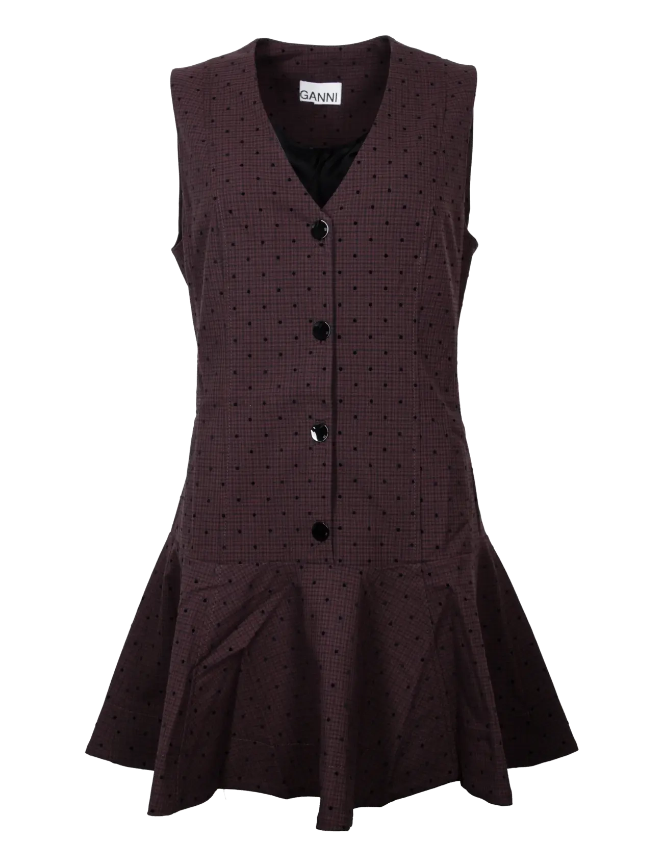 Ganni Flock Check Suiting Dress, 42, Dresses, Braun - Short Frauen