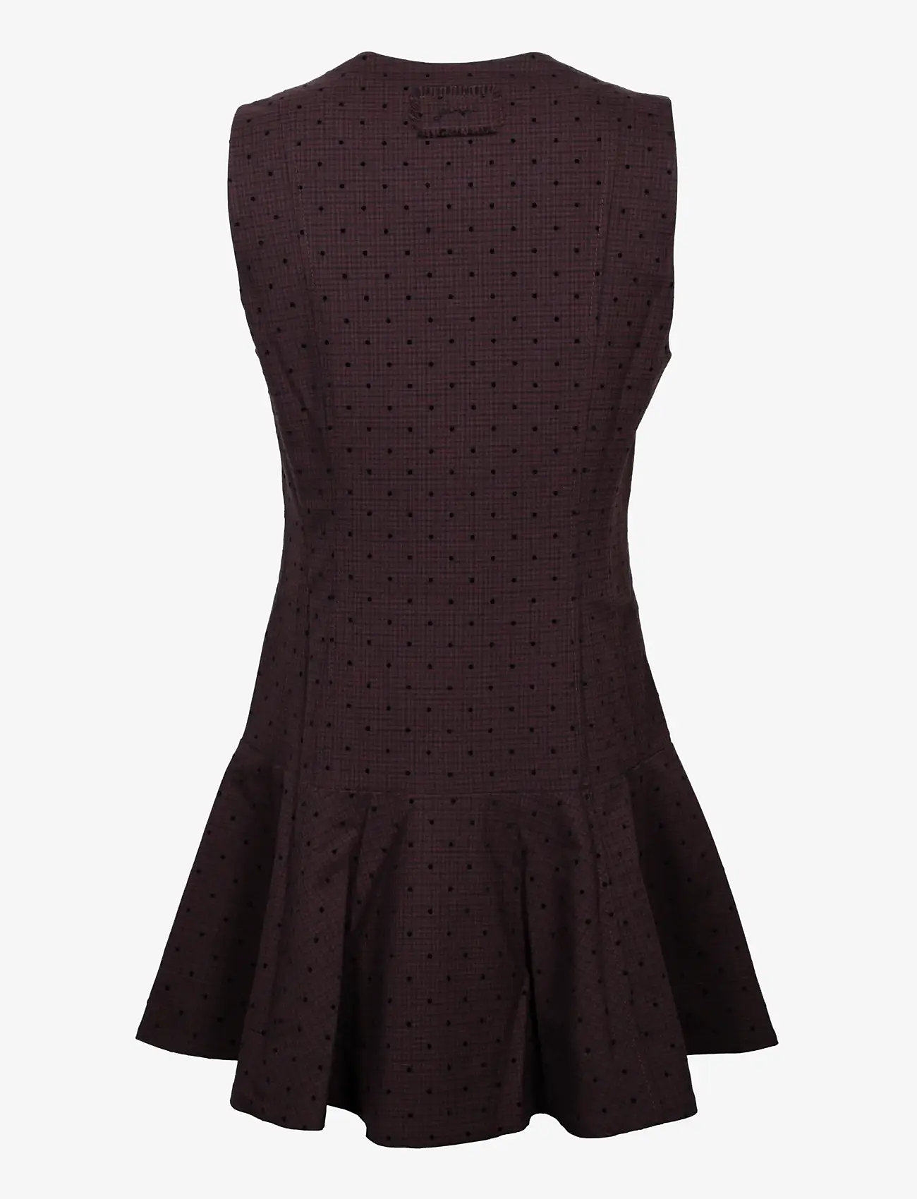 Ganni - Flock Check Suiting Dress - korte kjoler - brown - 1