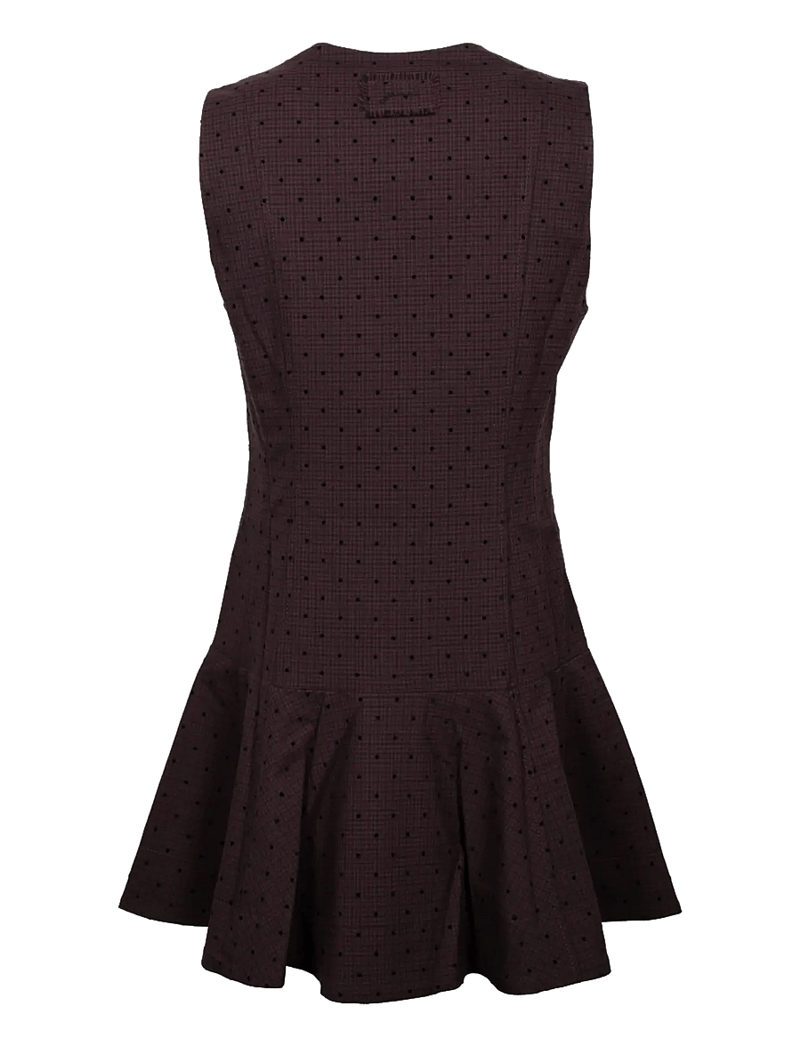 Ganni - Flock Check Suiting Dress - korta klänningar - brown - 1