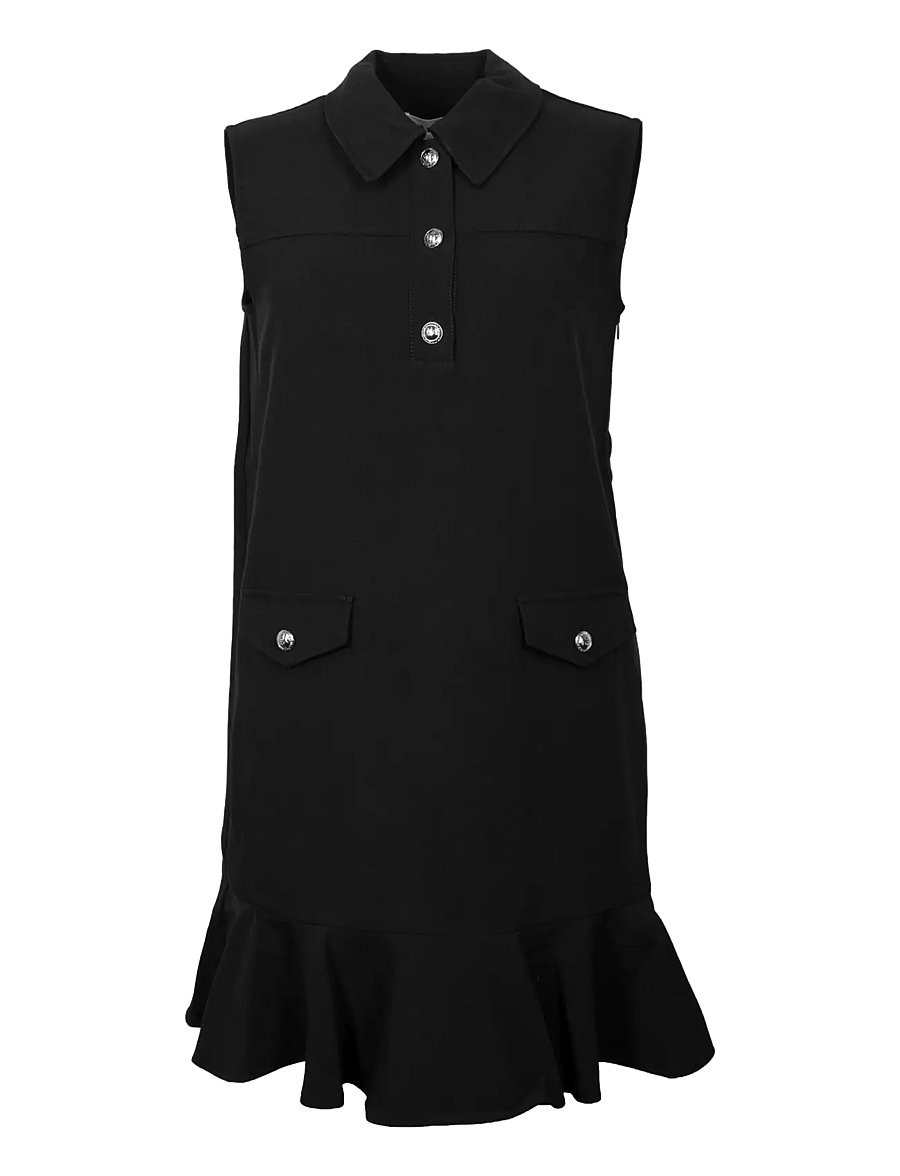 Ganni - Ruffled Leopard Print Flocked Recycled Denim Mini Dress - minikleidid - black - 0