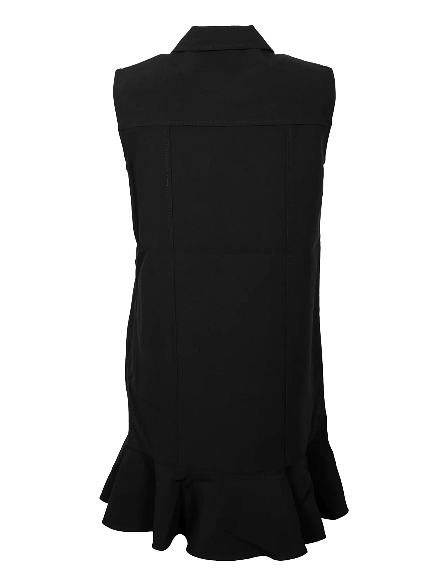 Ganni - Ruffled Leopard Print Flocked Recycled Denim Mini Dress - minikleidid - black - 1