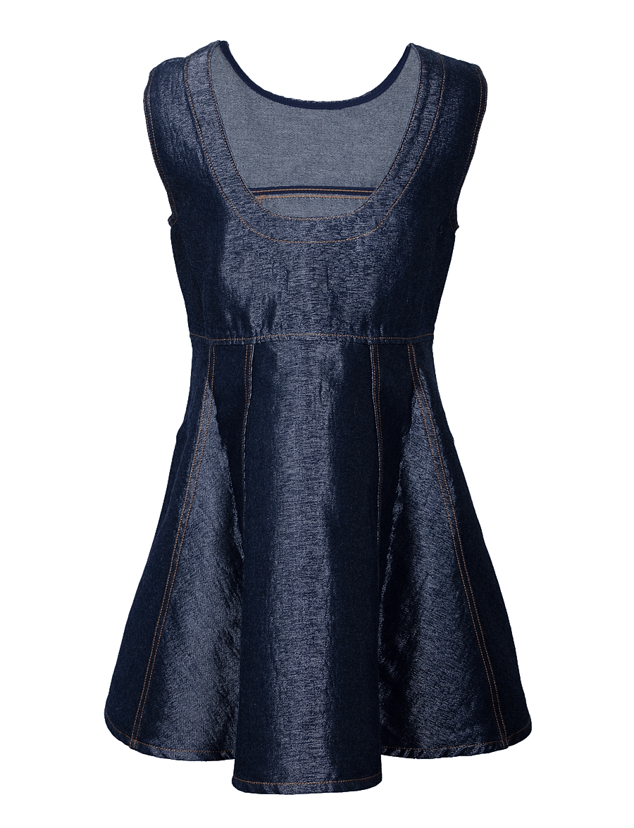 Ganni - Mini Dress In Shiny Denim - jeanskleider - blue - 1