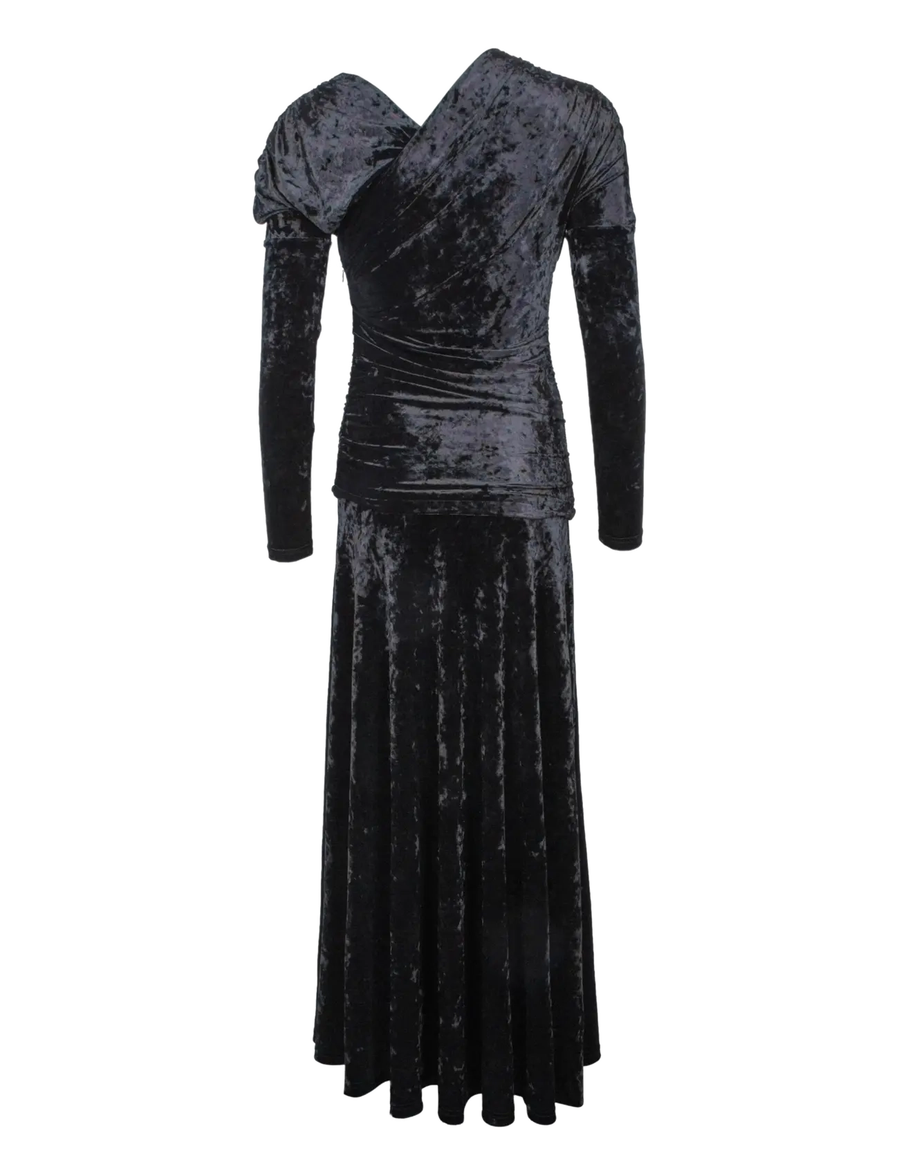 Ganni - Dress In Black Velour Ruched - black - 1
