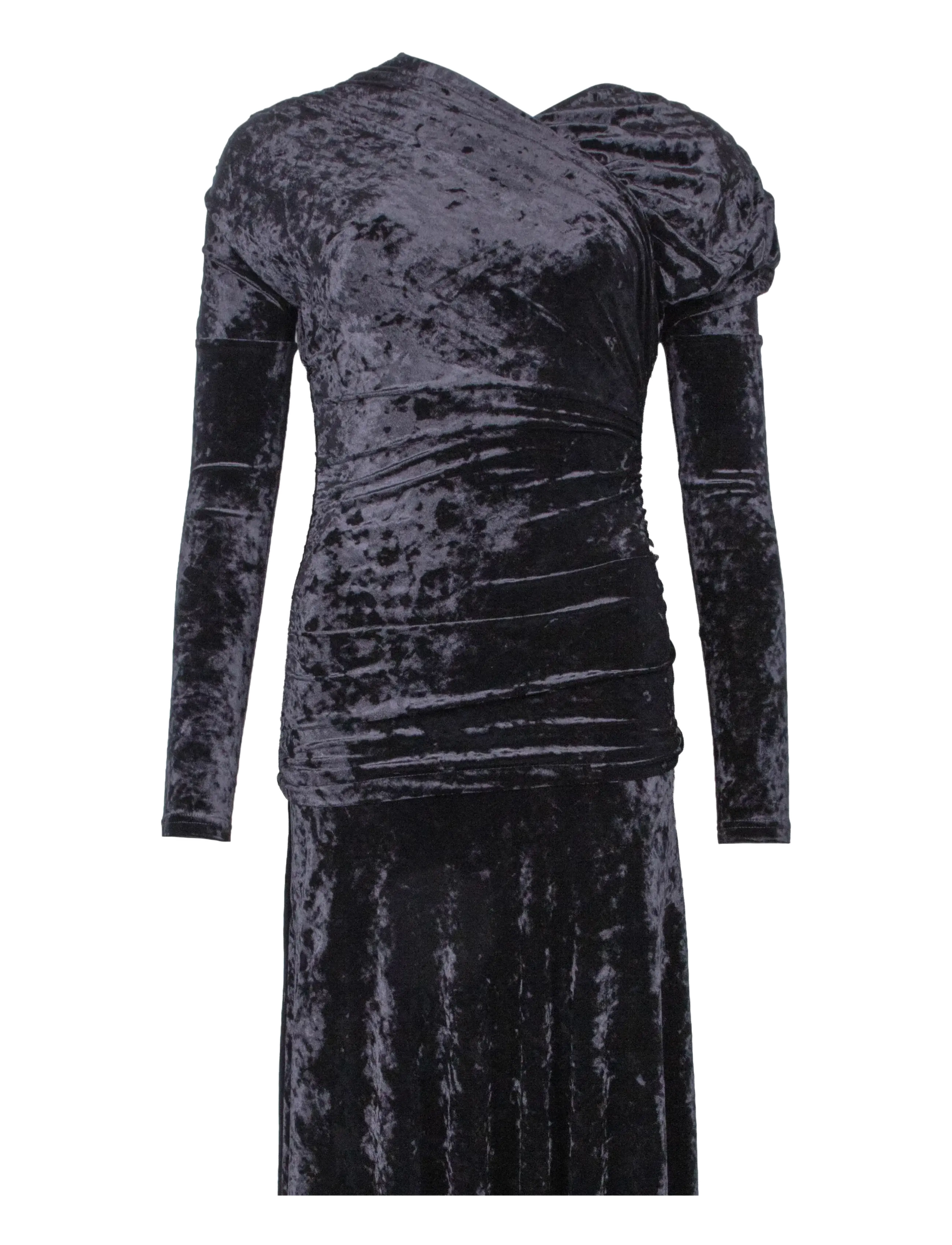 Ganni - Dress In Black Velour Ruched - black - 2