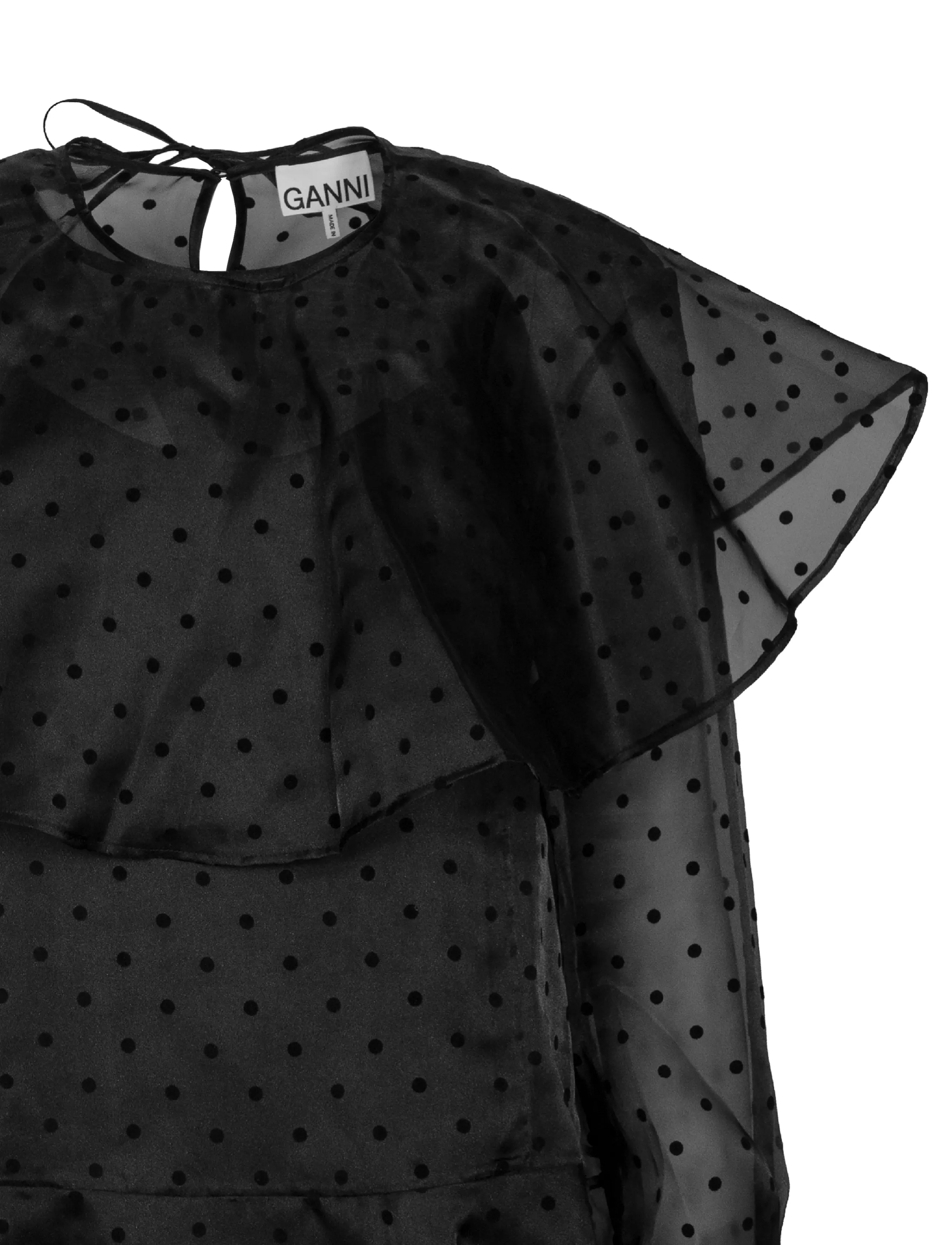 Ganni - Organza Circle Collar Dress - partykleider - black - 2