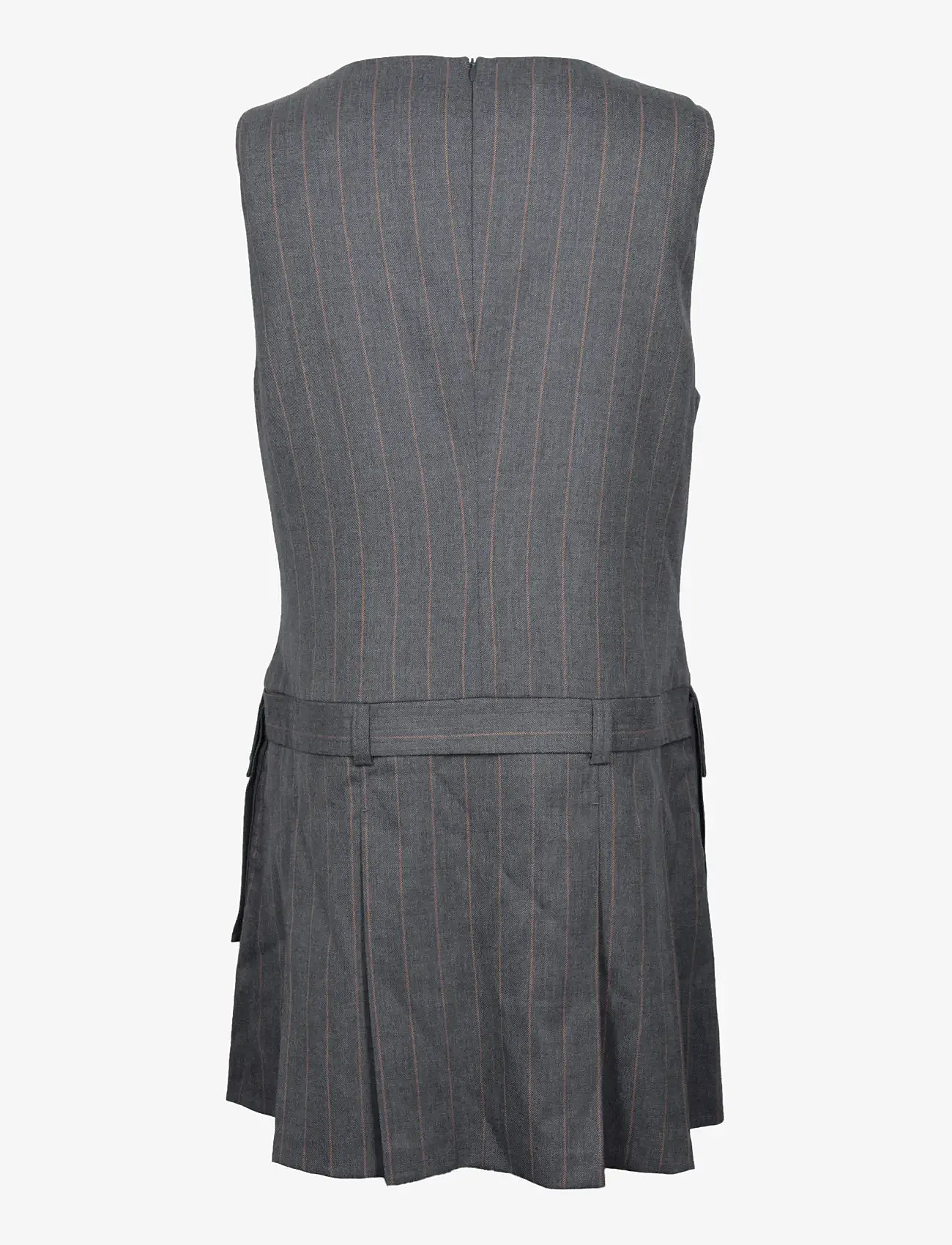 Ganni - Wool Stripe Belted Mini Dress - minikleidid - grey - 1