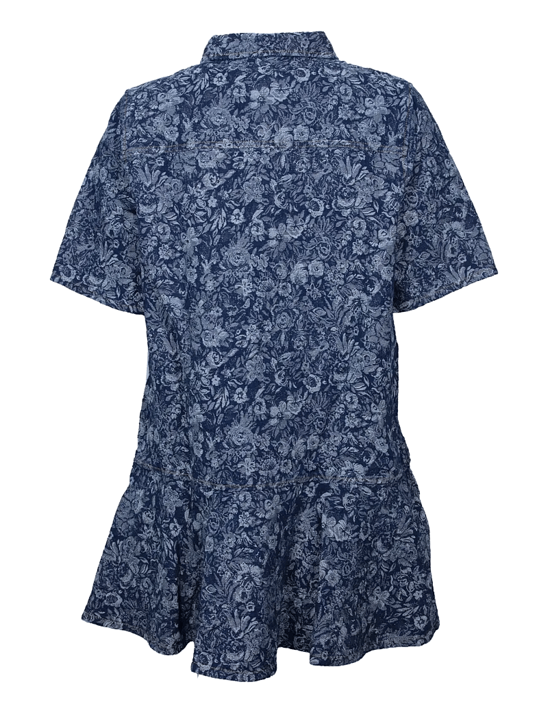 Ganni - Tapestry Denim Mini dress - skjortekjoler - blue - 1