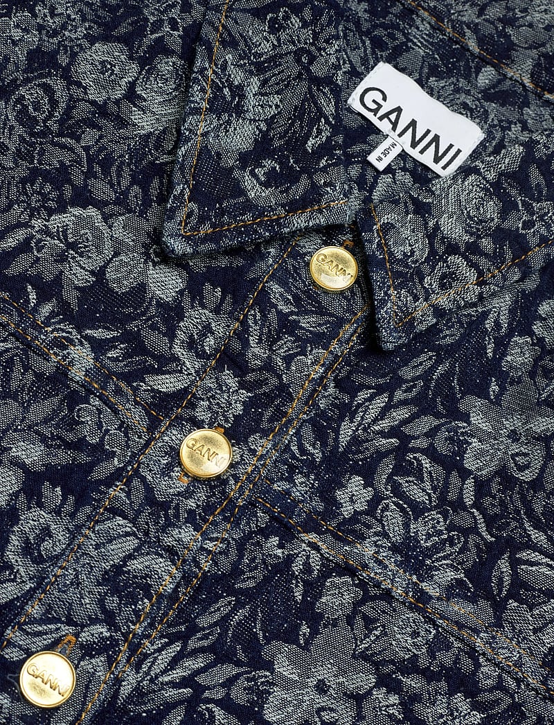 Ganni - Tapestry Denim Mini dress - skjortekjoler - blue - 2