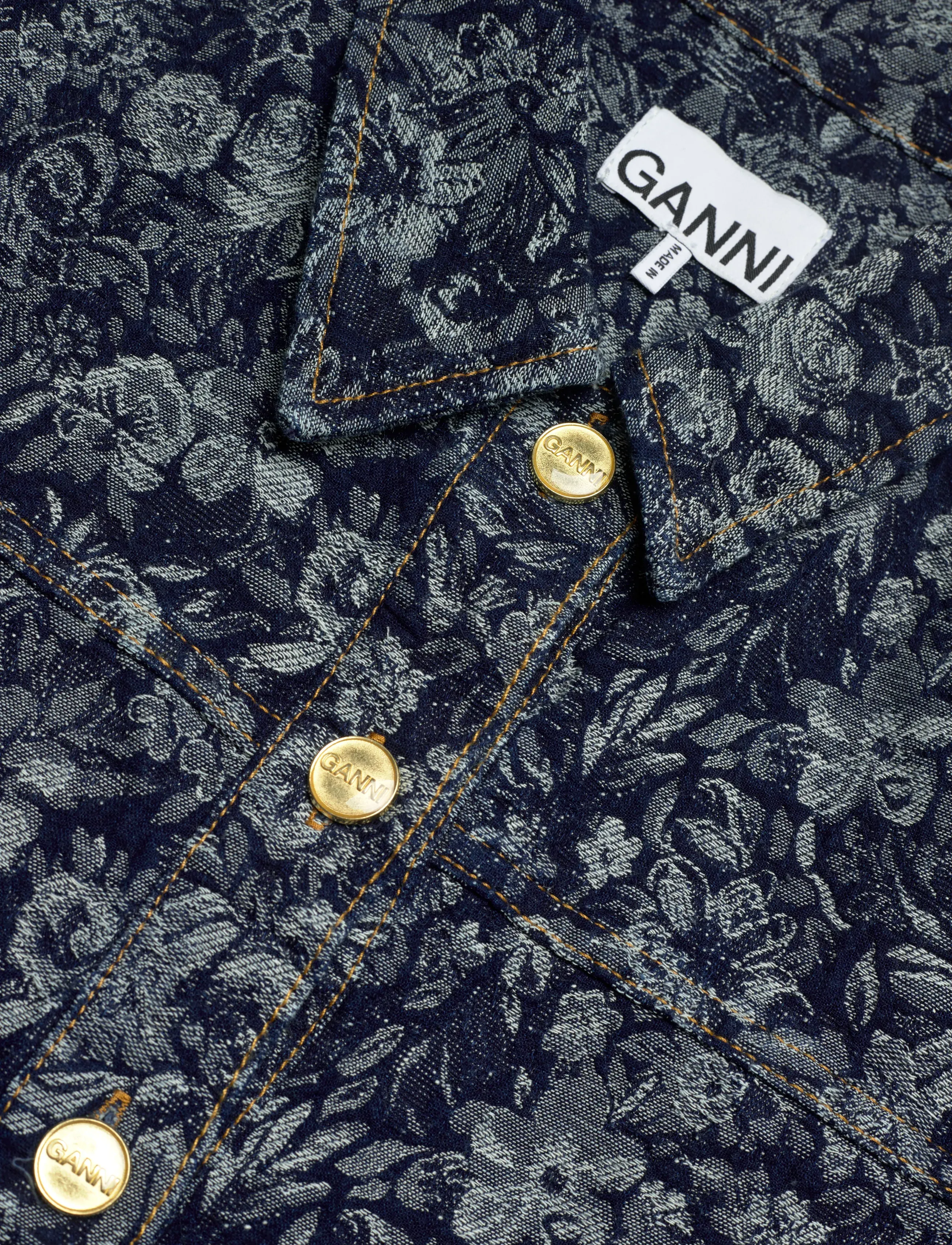 Ganni - Tapestry Denim Mini dress - hemdkleider - blue - 2