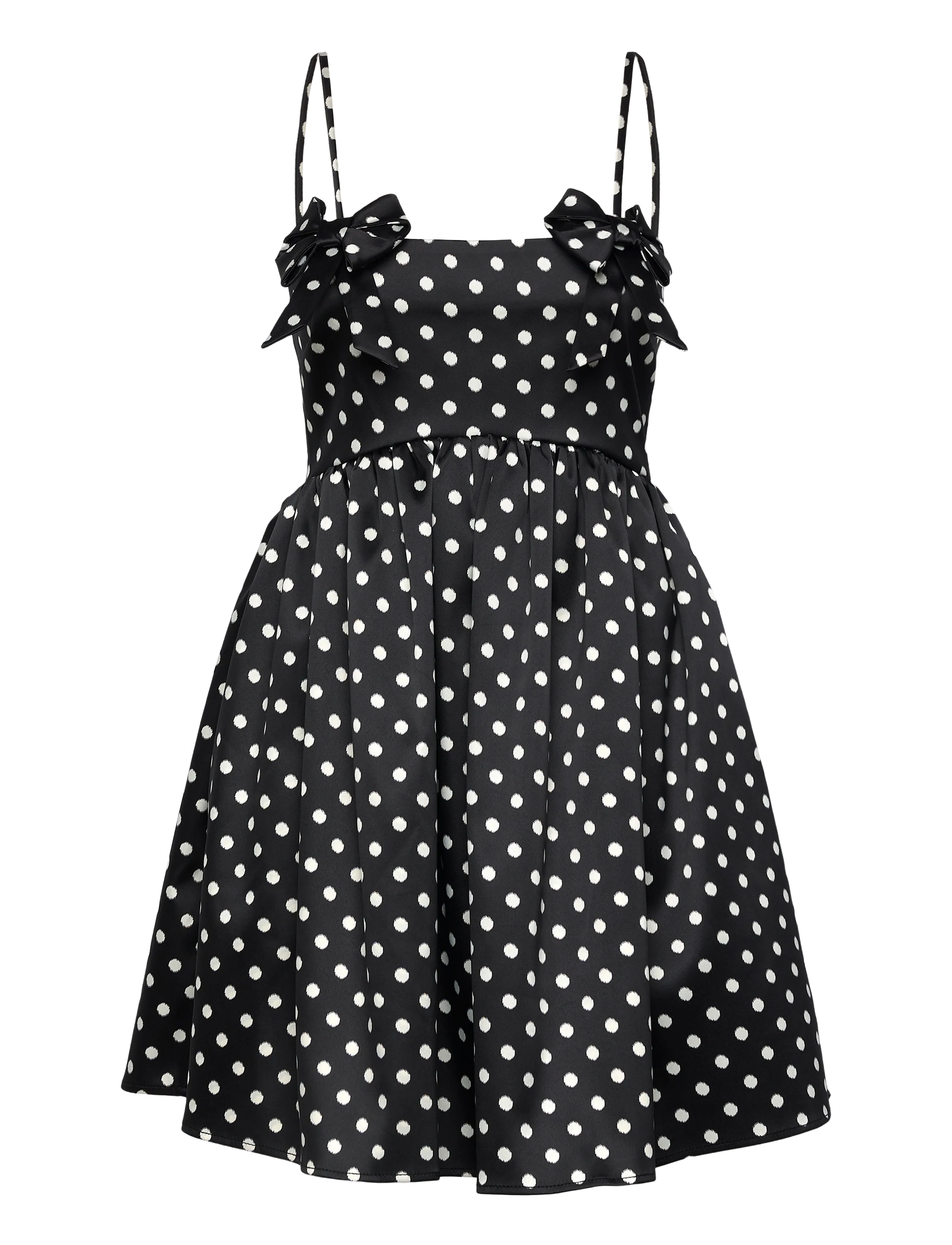 Ganni Polka Dot Satin Mini Dress, Kvinder, Prikket Minikjole, Sort, Str: 44