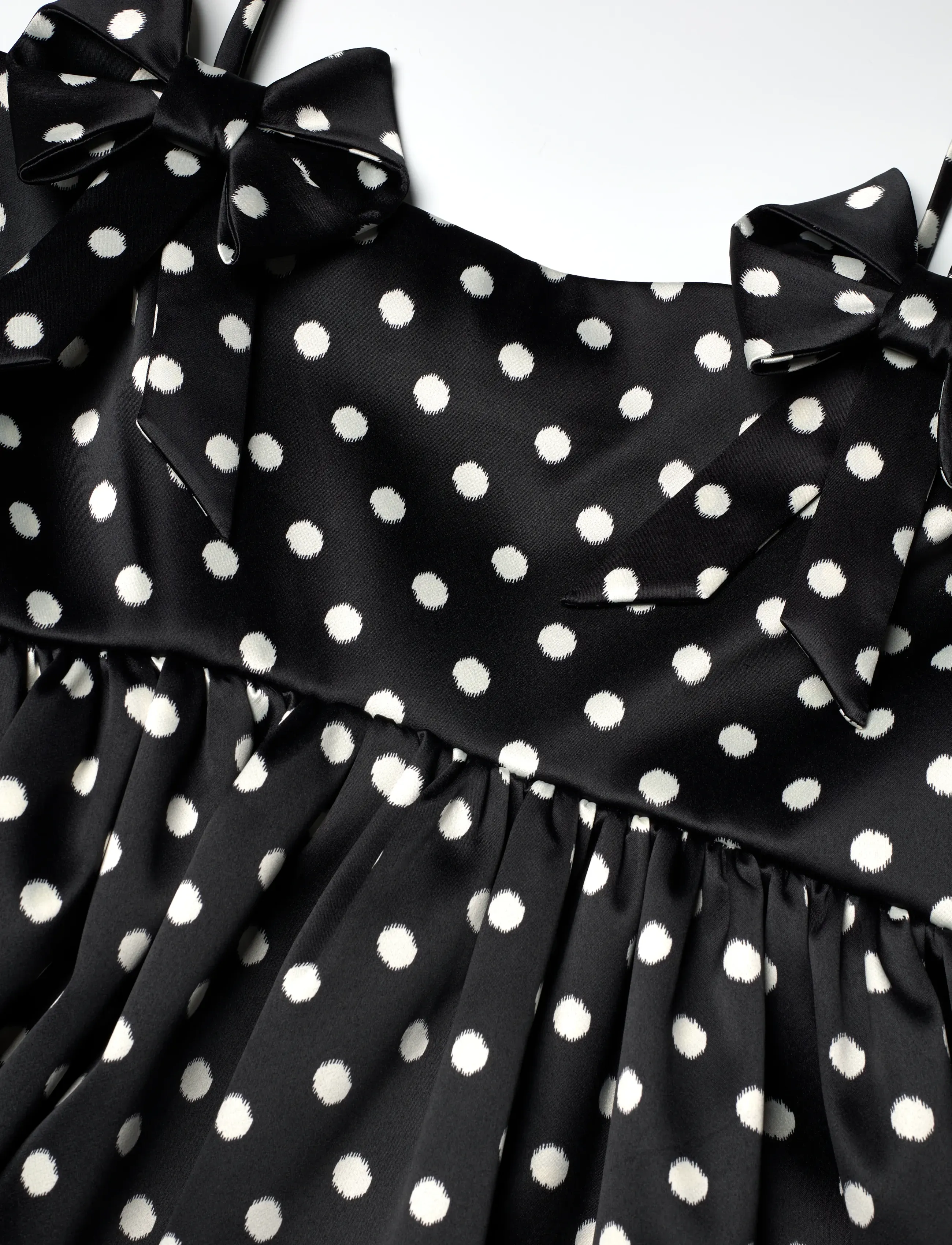 Ganni - Polka-Dot Satin Mini Dress - sommerkjoler - black - 2