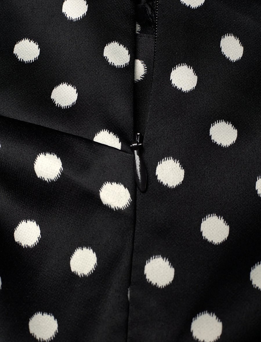 Ganni - Polka-Dot Satin Mini Dres - sommerkleider - black - 3