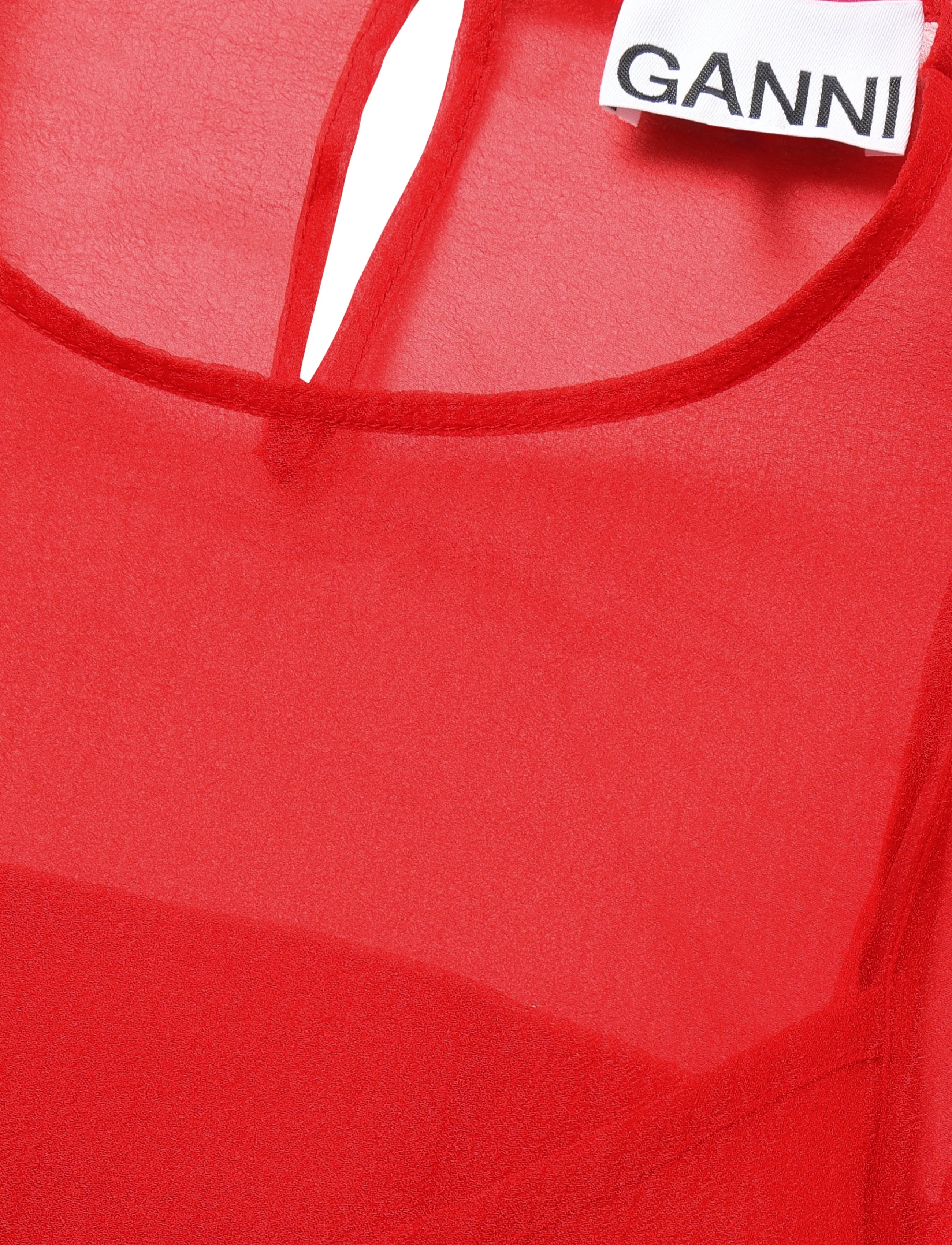 Ganni - Organza Circle Collar Mini Dress - kurze kleider - red - 2