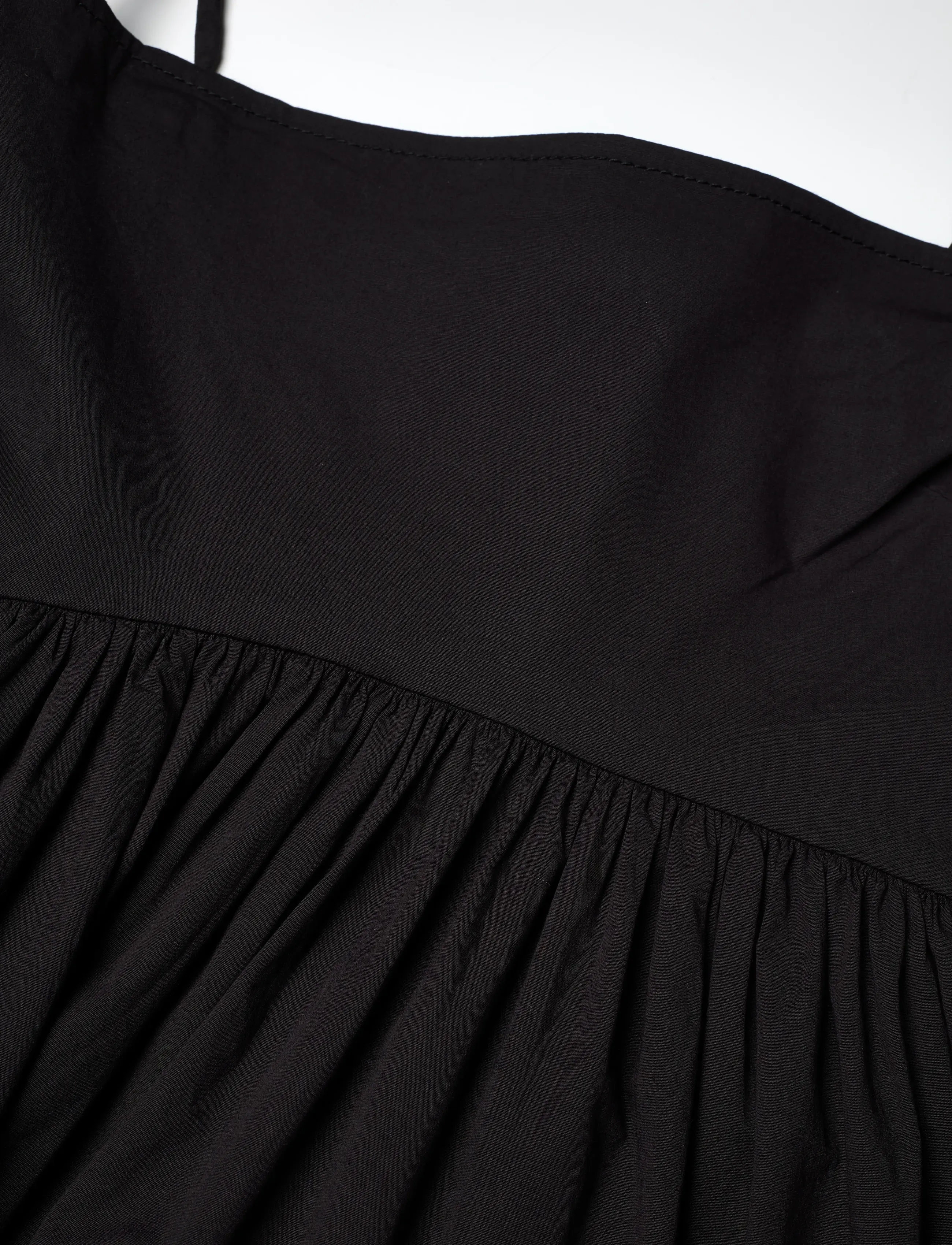 Ganni - Stretch Cotton Mini Strap Dress w. Frills - robes courtes - black - 2