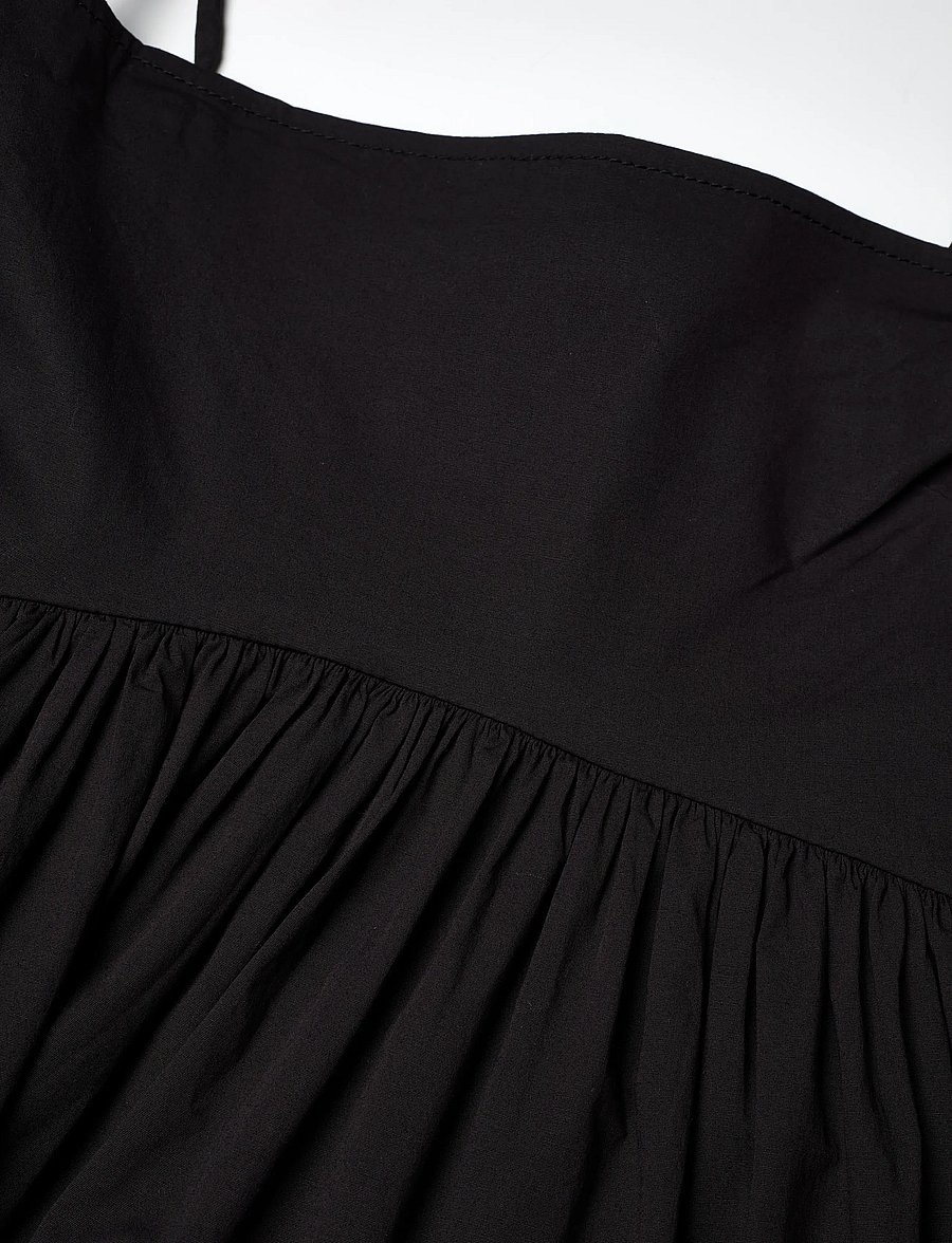 Ganni - Stretch Cotton Mini Strap Dress - minikleidid - black - 2