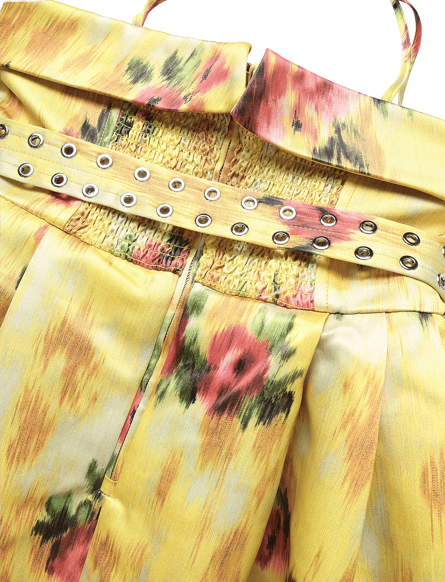 Ganni - Floral Print Duchesse Satin Belted Mini Dress - sommerkleider - multicolored - 2