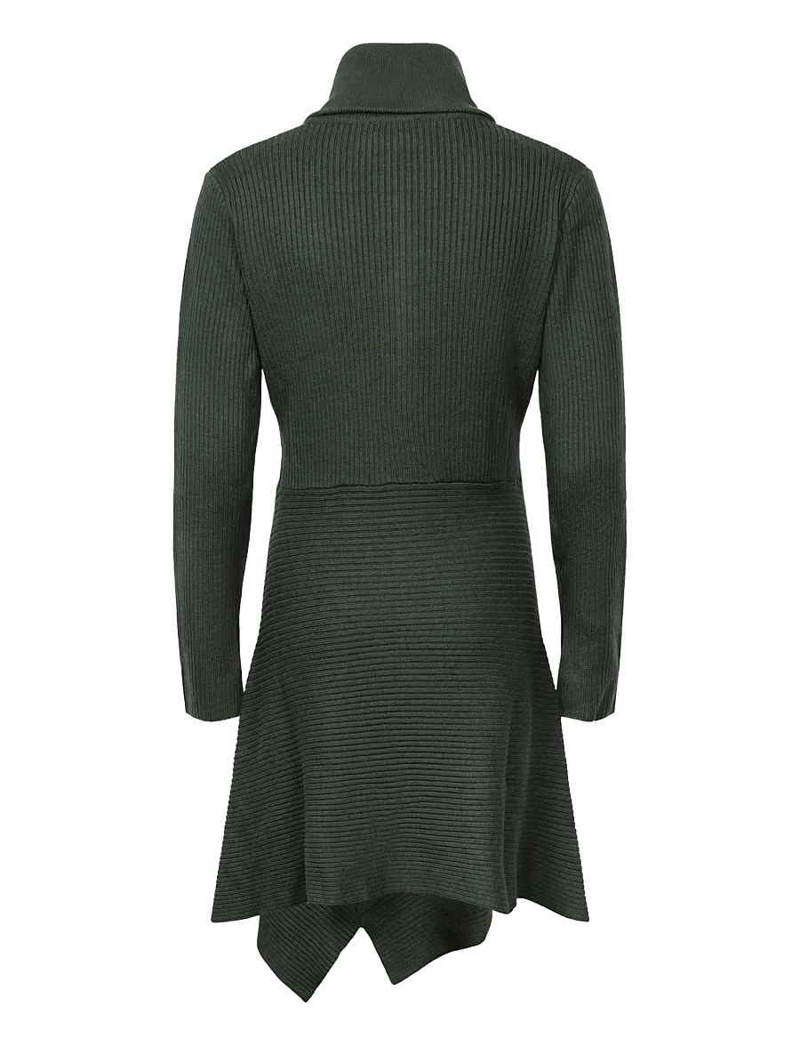 Ganni - Dress in Ribbed Merino - strickkleider - dark green - 1