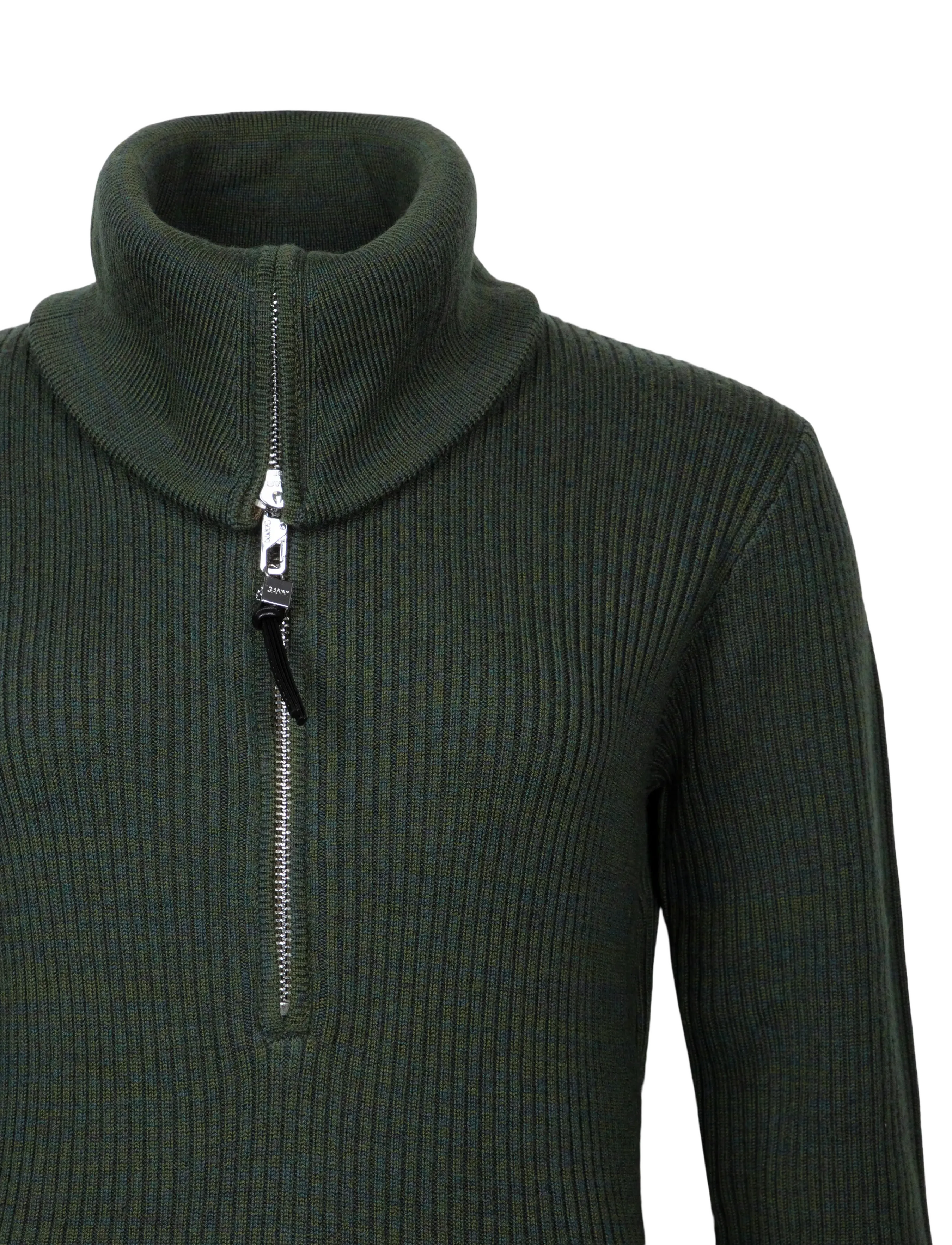 Ganni - Dress in Ribbed Merino - strickkleider - dark green - 2