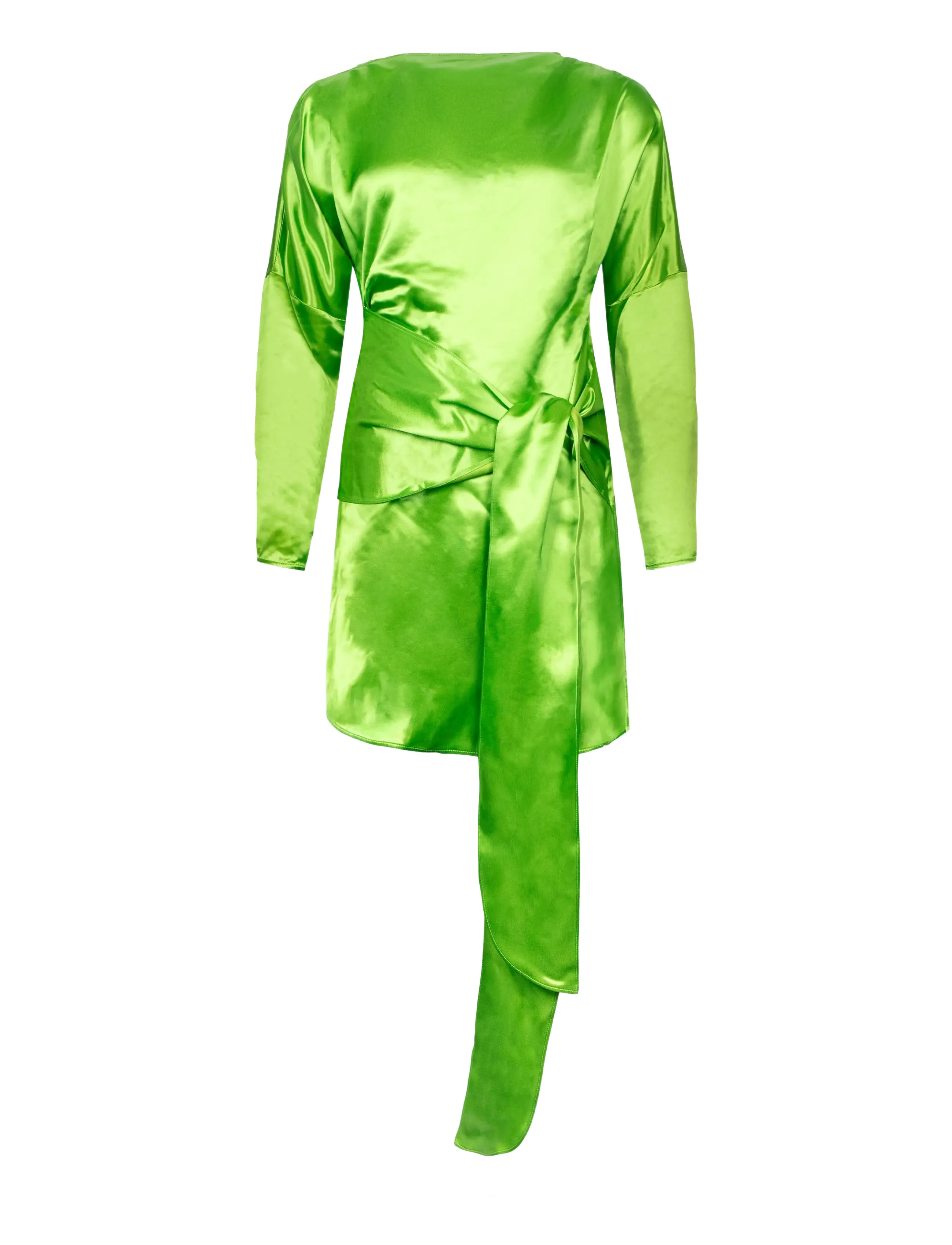 Ganni Dress in Green Satin - Kleider - GREEN / green