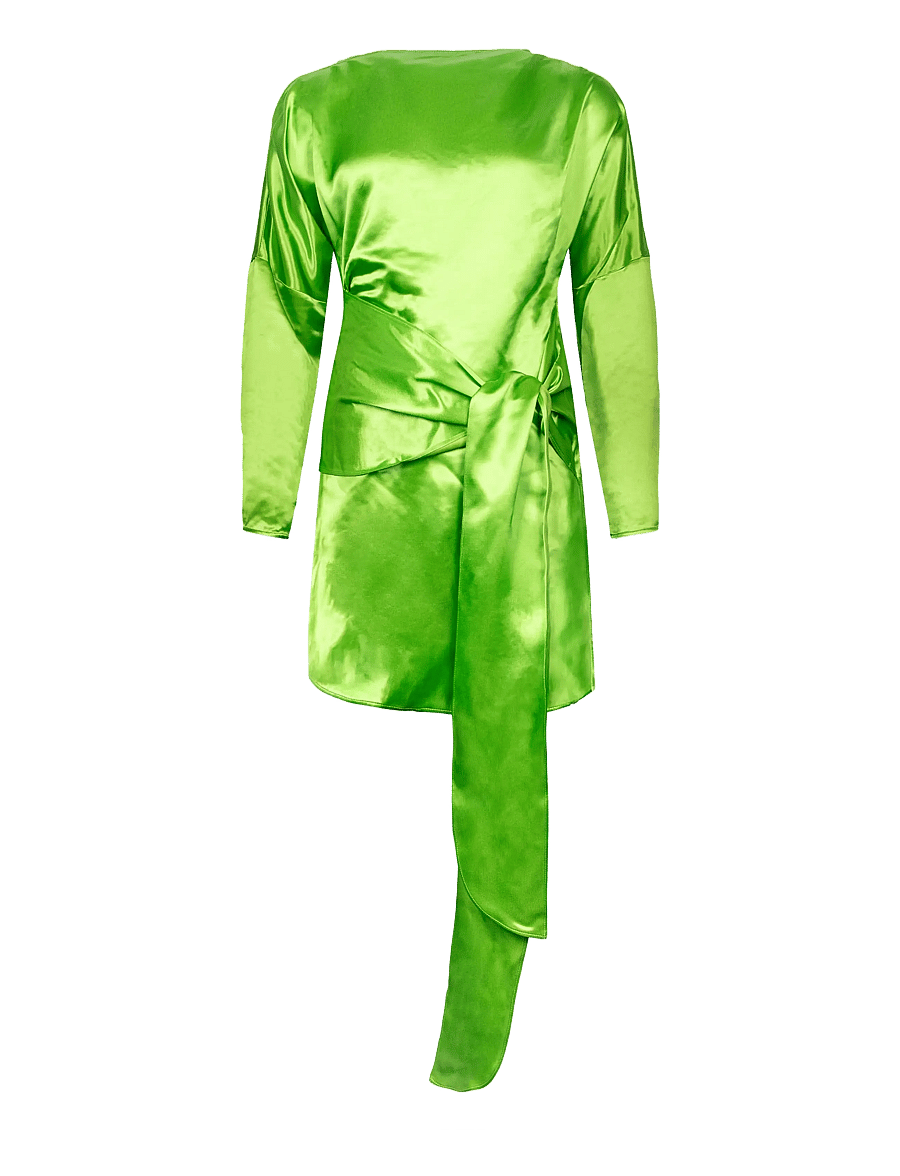 Ganni - Dress in Green Satin - cocktailkleider - green - 0