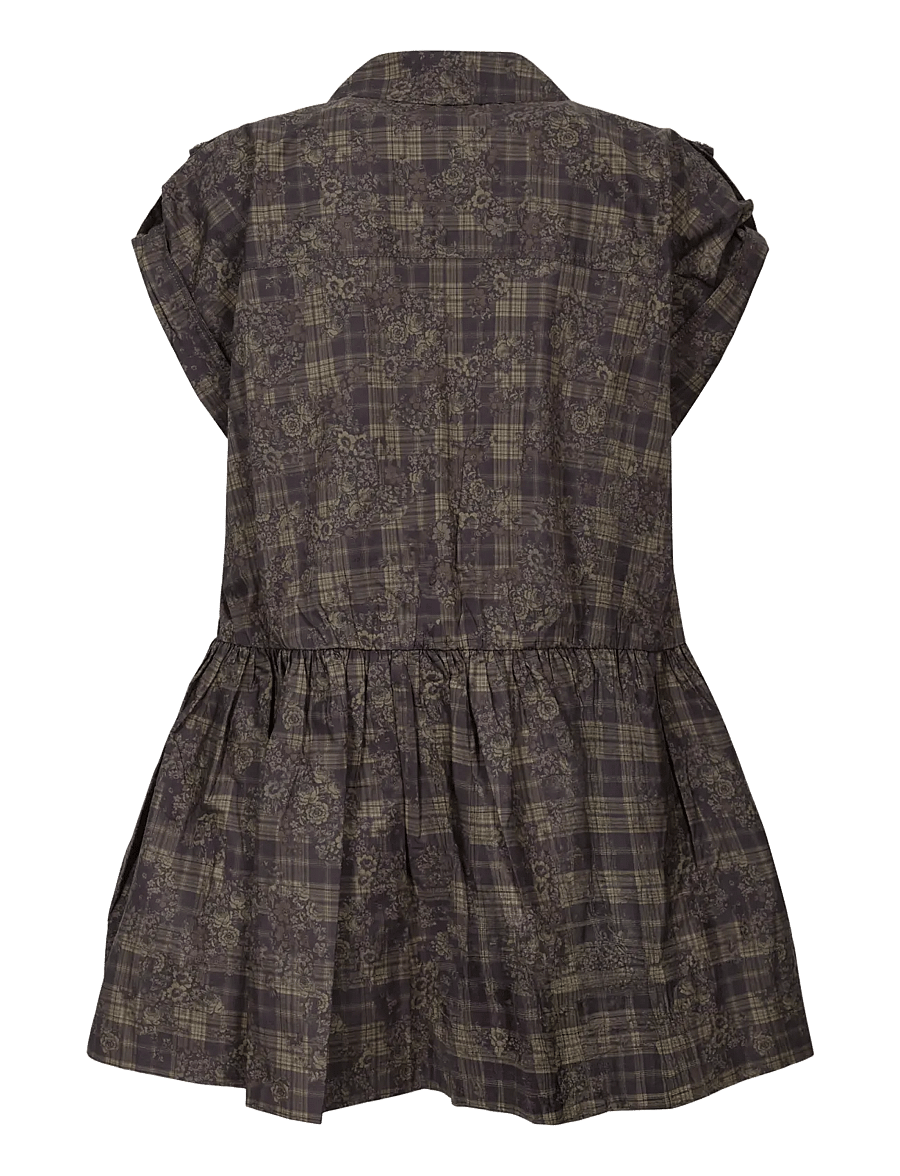 Ganni - Dress in Printed Cotton - sommerkleider - gothic olive - 1