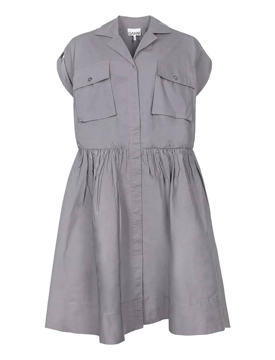 Ganni - Cotton Dress - hemdkleider - quiet shade - 0