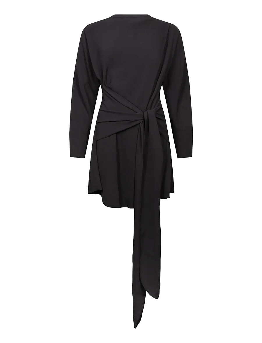 Ganni - Cady Crepe Draped Mini Dress - kurze kleider - black - 0