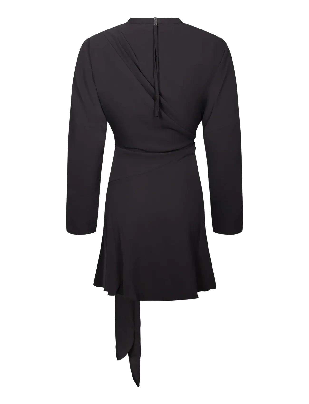 Ganni - Cady Crepe Draped Mini Dress - kurze kleider - black - 1