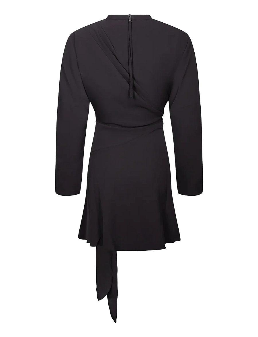 Ganni - Cady Crepe Draped Mini Dress - kurze kleider - black - 1