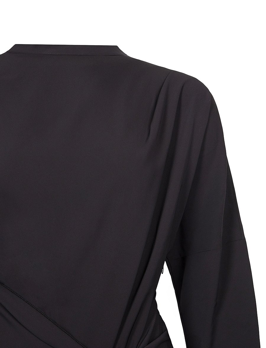 Ganni - Cady Crepe Draped Mini Dress - kurze kleider - black - 2