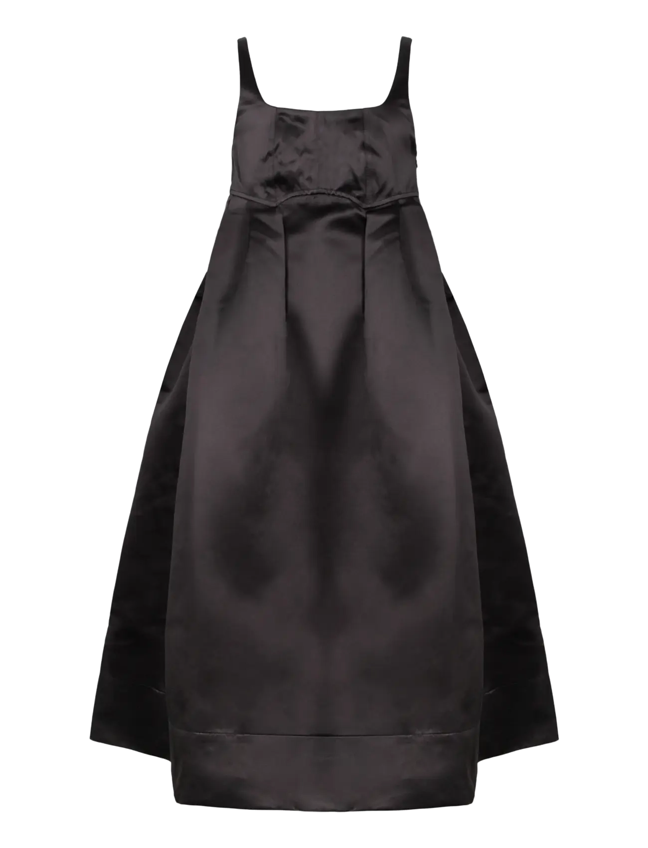 Ganni Black Duchesse Nylon Midi Dress - Damen - BLACK / black
