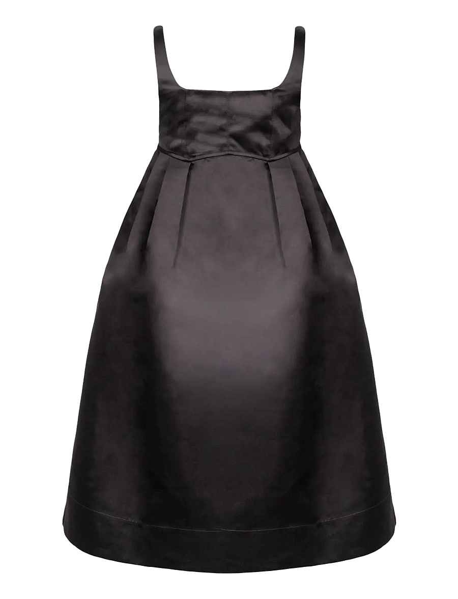 Ganni - Black Duchesse Nylon Midi Dress - partykleider - black - 1