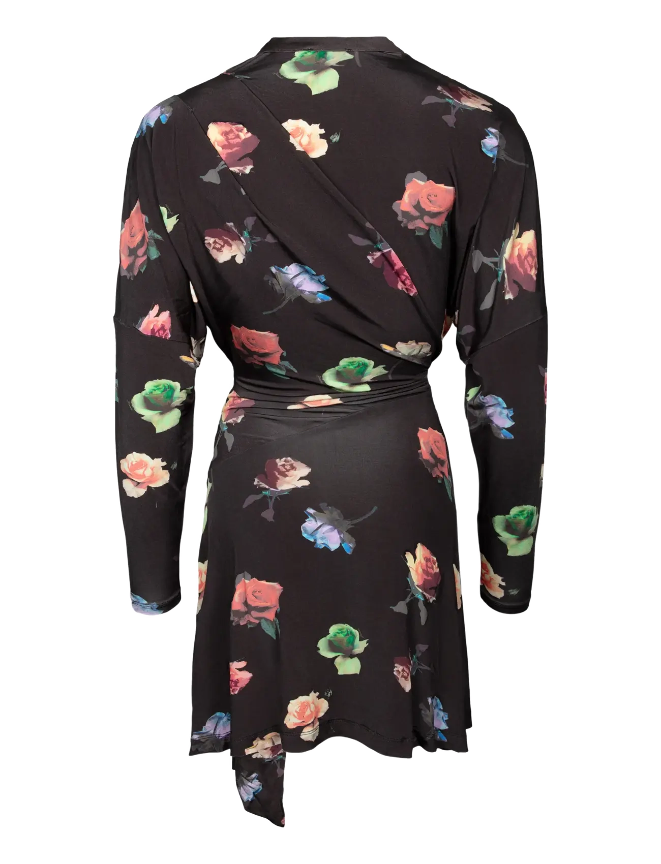 Ganni - Printed Shiny Jersey Draped Mini Dress - wickelkleider - multicolored - 1