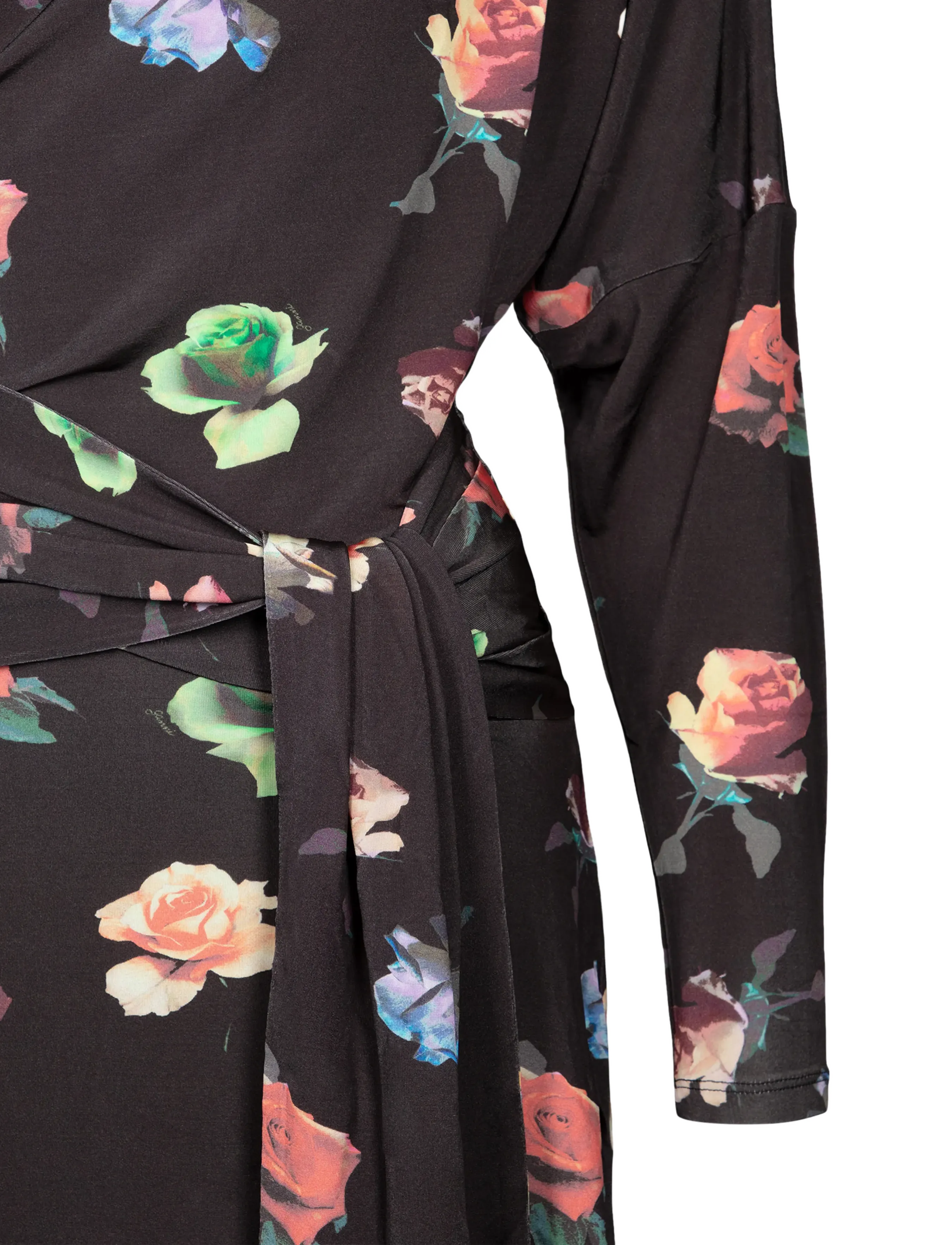 Ganni - Printed Shiny Jersey Draped Mini Dress - wickelkleider - multicolored - 2