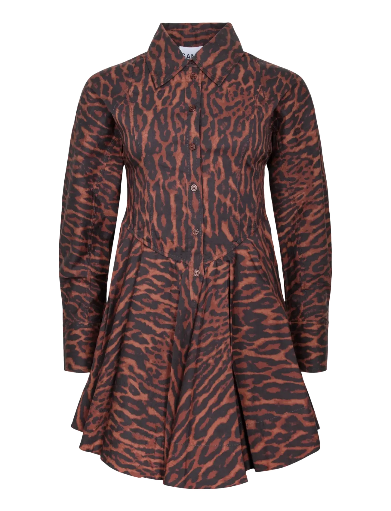 Ganni Dress in Gradient Red Leopard - Kurze Kleider - MULTICOLORED / brown